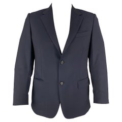 PRADA Taille 42 Manteau de sport croisé en laine et mohair marine