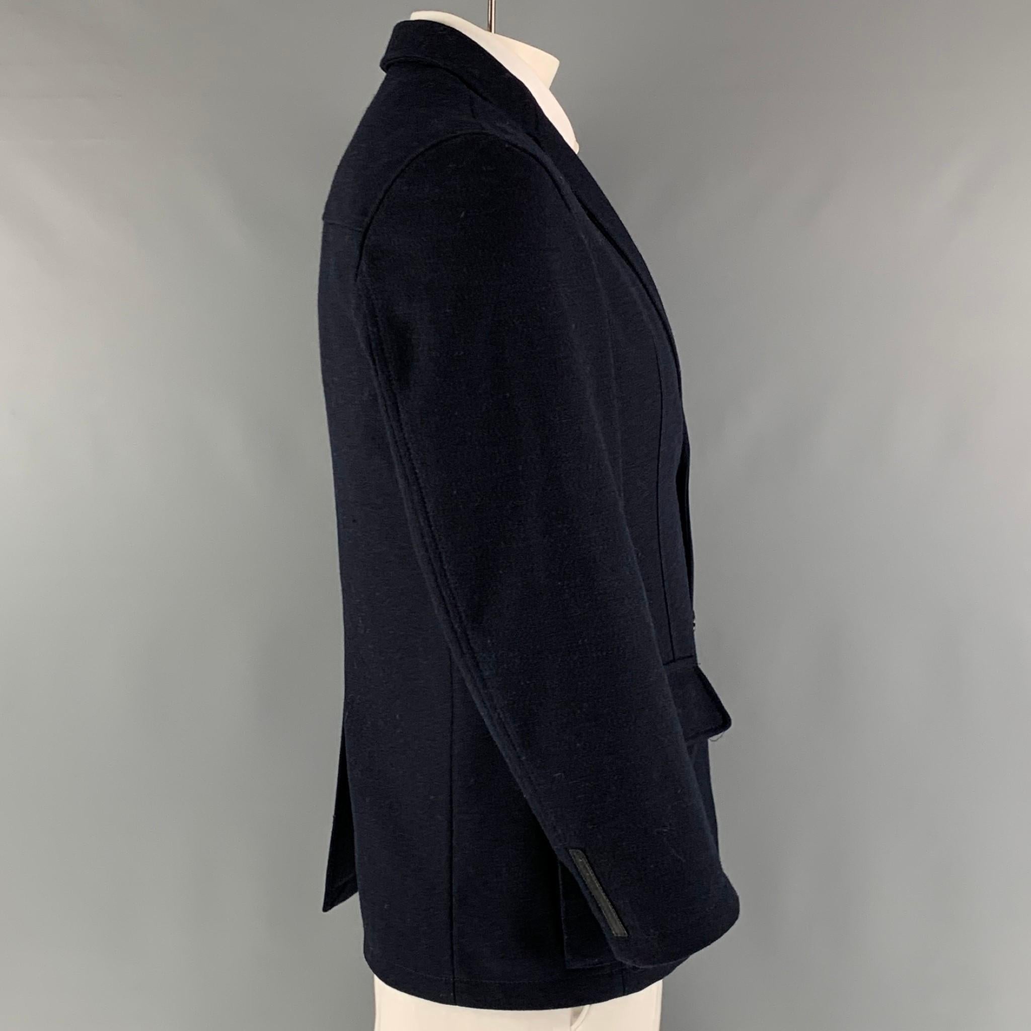 PRADA Size 42 Navy Wool Single breasted Jacket In Excellent Condition In San Francisco, CA