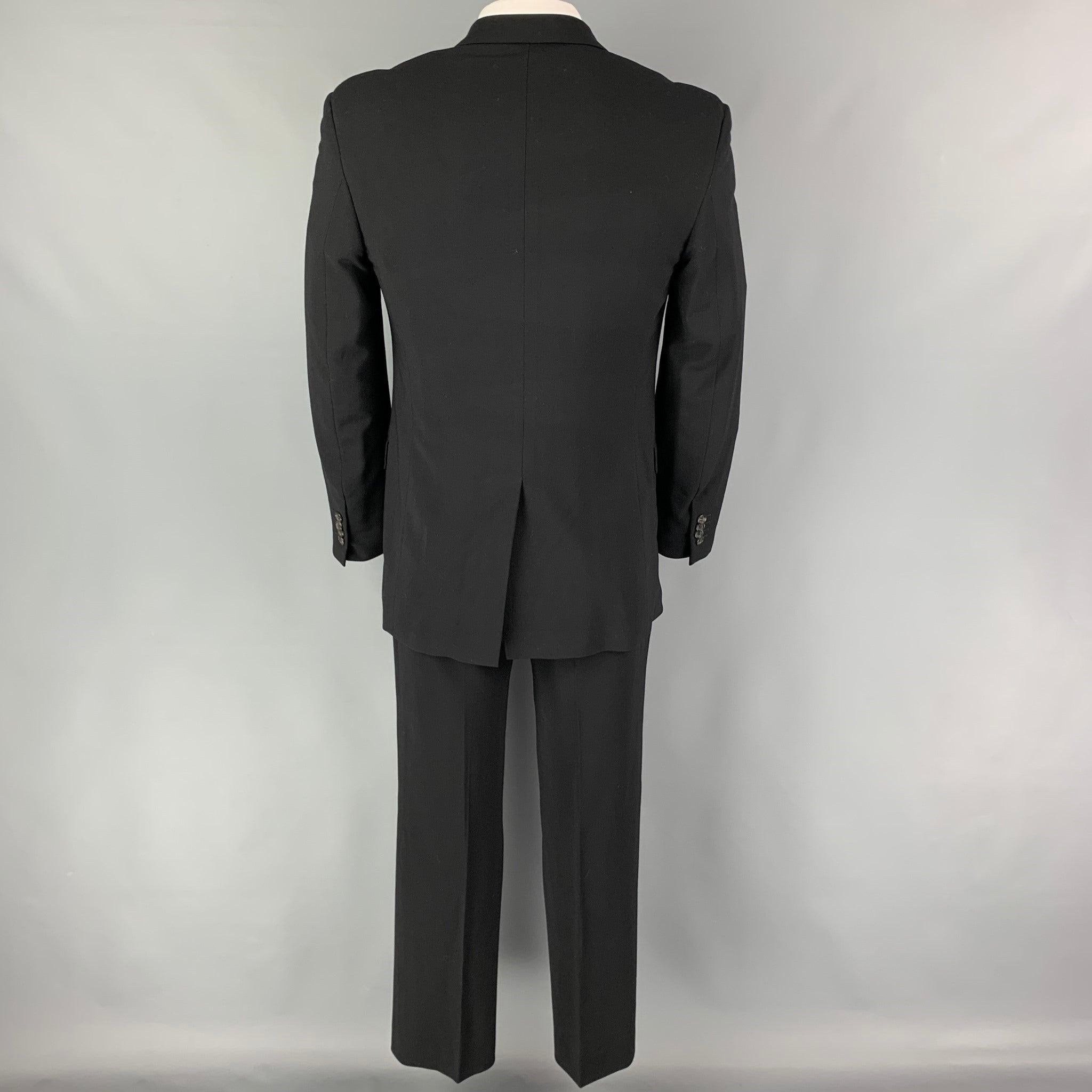 PRADA Size 42 Regular Black Virgin Wool Blend Notch Lapel Suit In Good Condition In San Francisco, CA