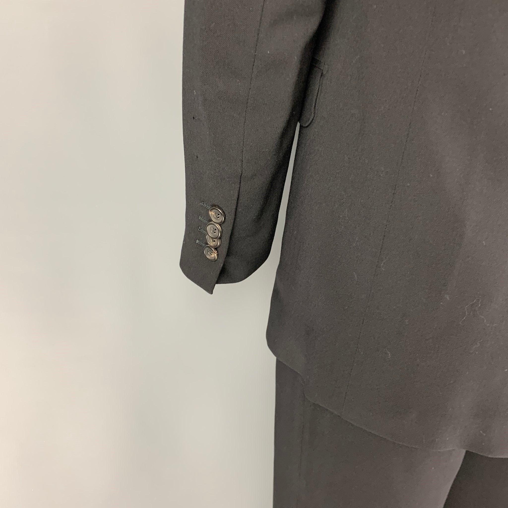 Men's PRADA Size 42 Regular Black Virgin Wool Blend Notch Lapel Suit