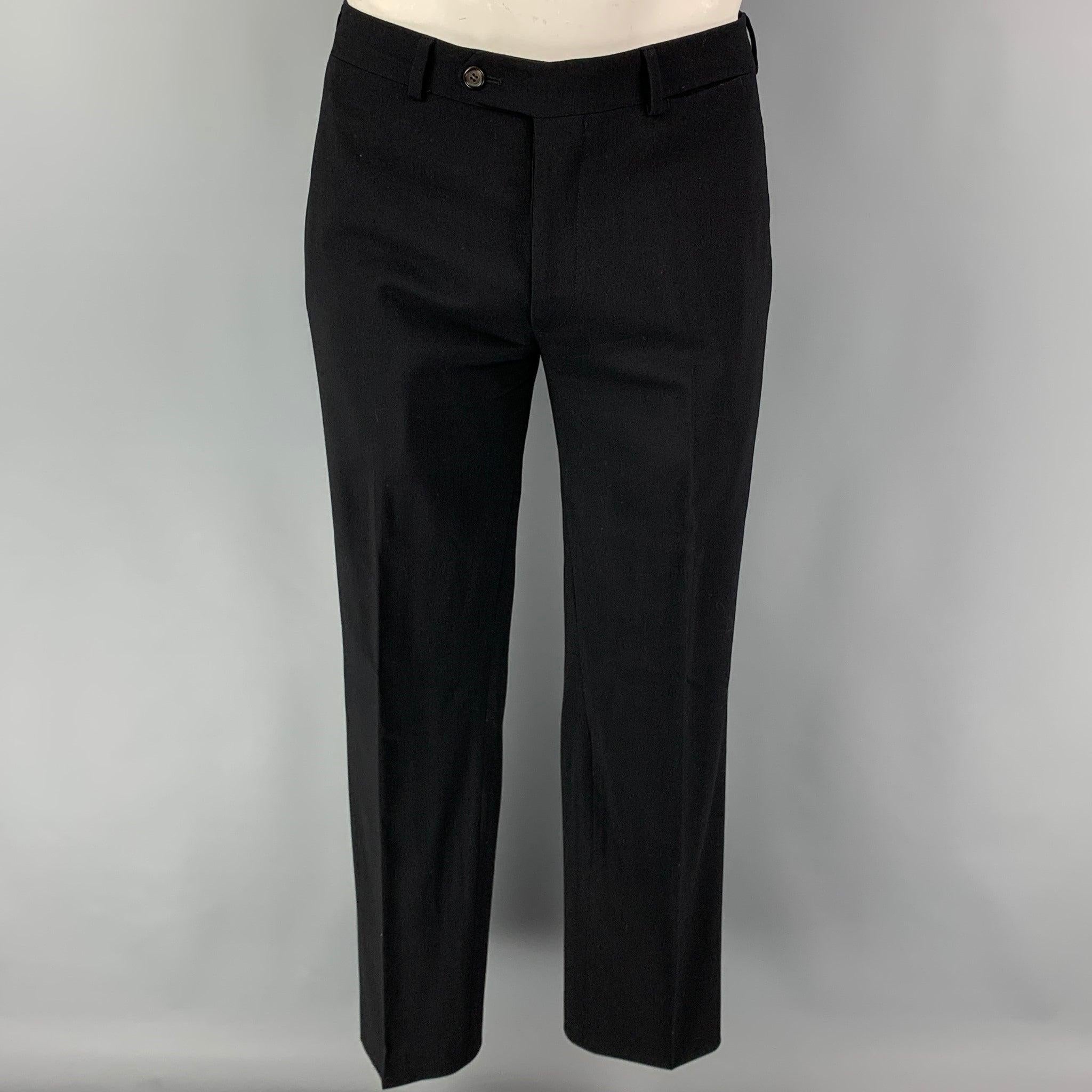 PRADA Size 42 Regular Black Virgin Wool Blend Notch Lapel Suit 1