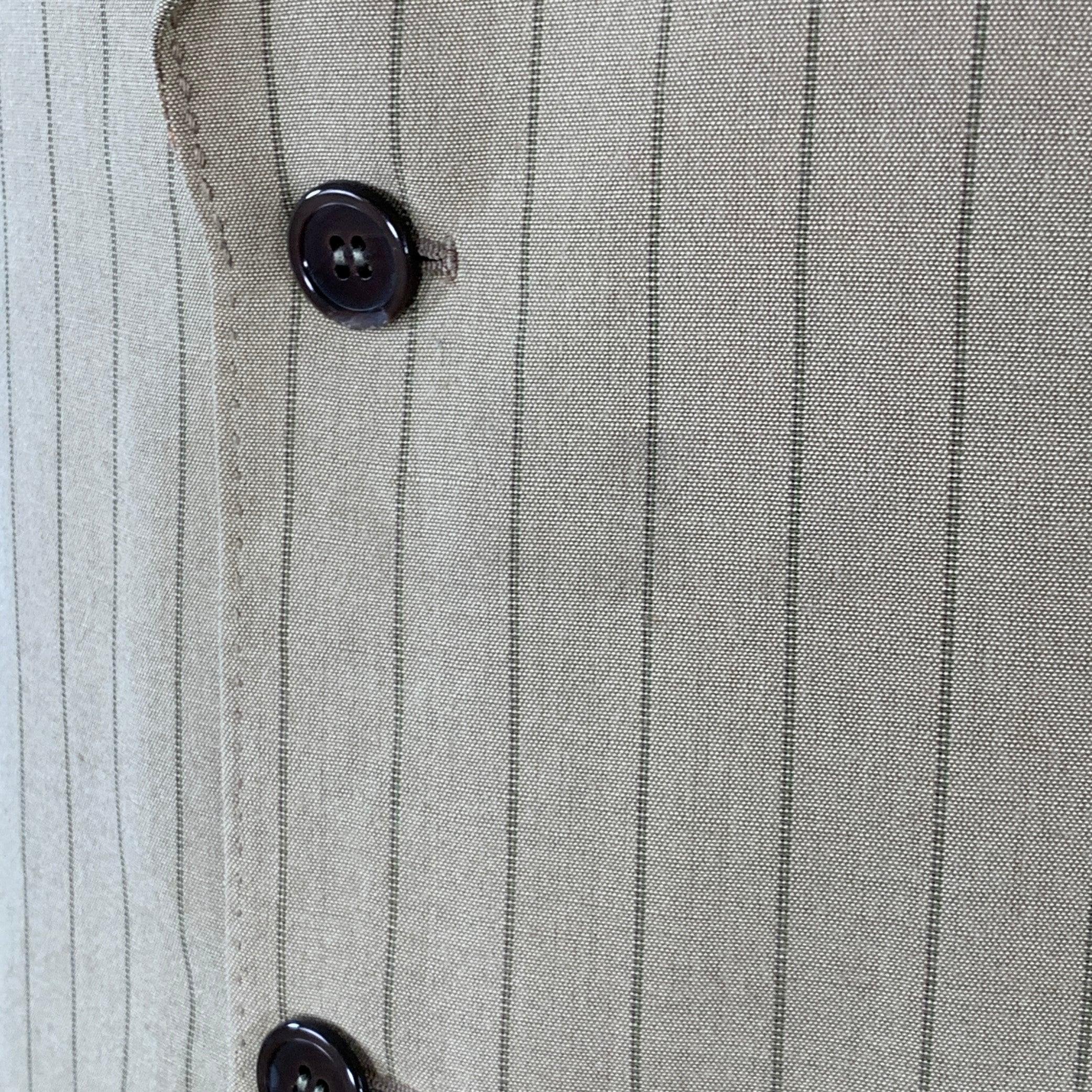 PRADA Size 44 Regular Tan Brown Pinstripe Viscose Linen Sport Coat For Sale 1