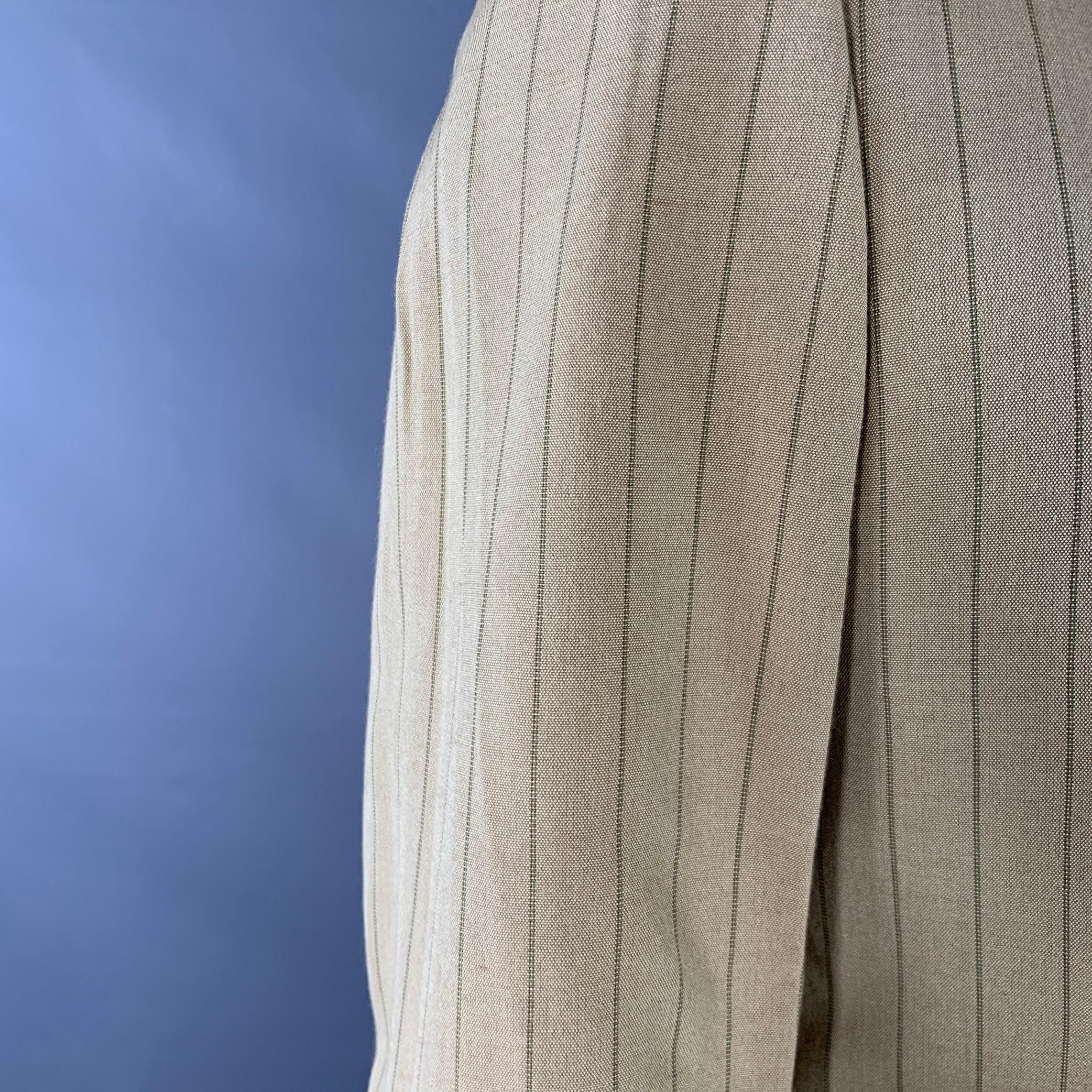 PRADA Size 44 Regular Tan Brown Pinstripe Viscose Linen Sport Coat For Sale 3