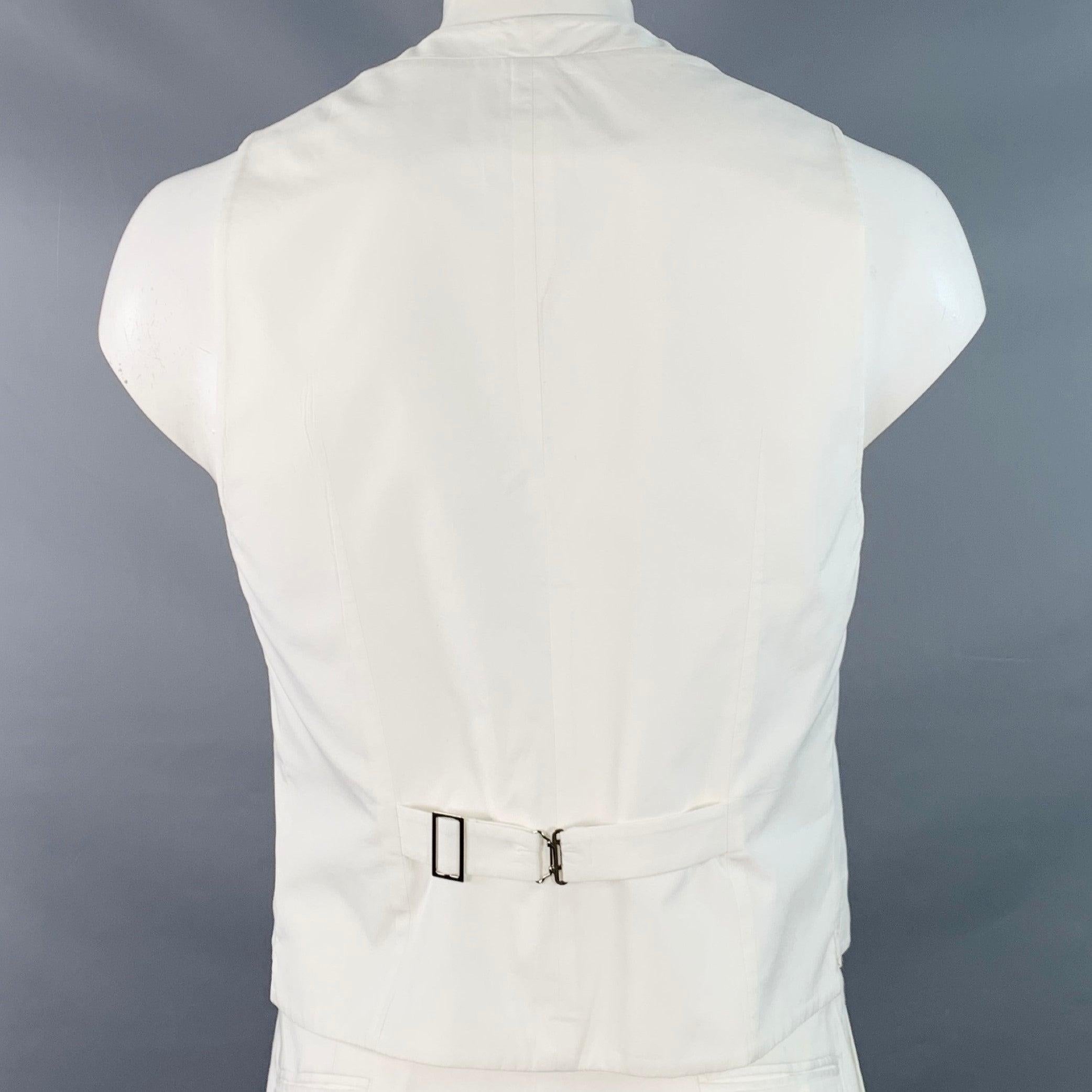Men's PRADA Size 44 White Cotton Logo Hidden Buttons Vest For Sale