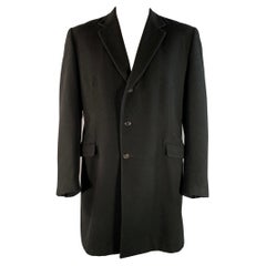 PRADA Size 46 Black Cashmere Notch Lapel Coat