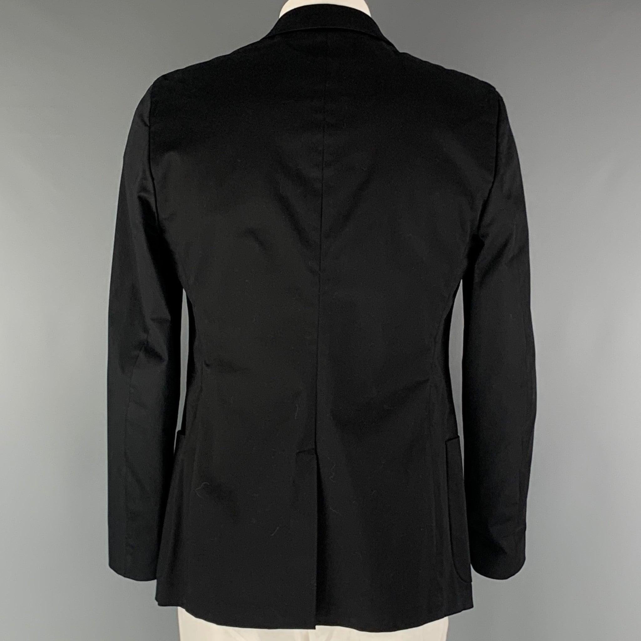 PRADA Size 46 Black Cotton  Elastane Single breasted Sport Coat In Excellent Condition For Sale In San Francisco, CA