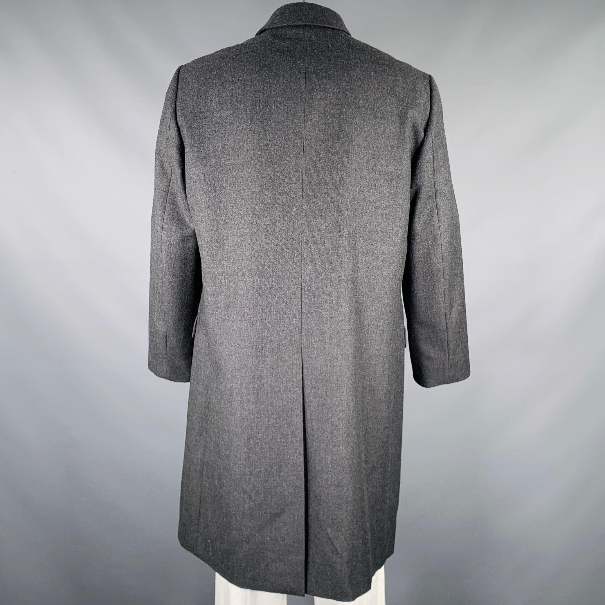 Gray PRADA Size 46 Grey Wool Hidden Buttons Coat For Sale