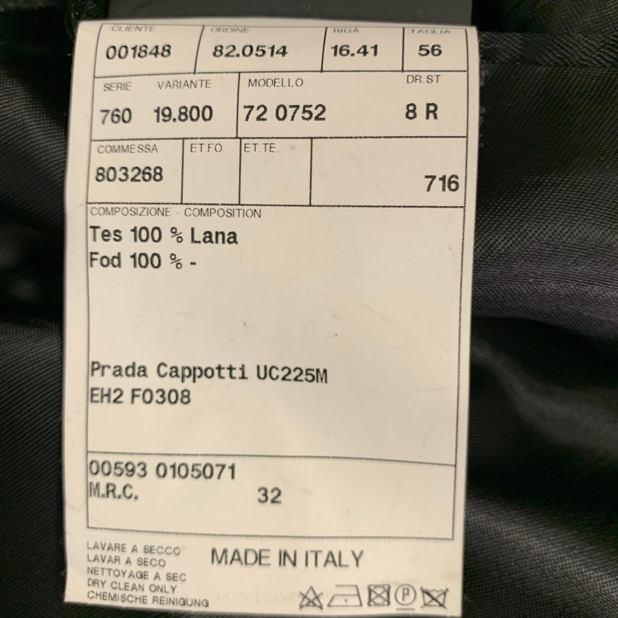 PRADA Size 46 Grey Wool Hidden Buttons Coat For Sale 1
