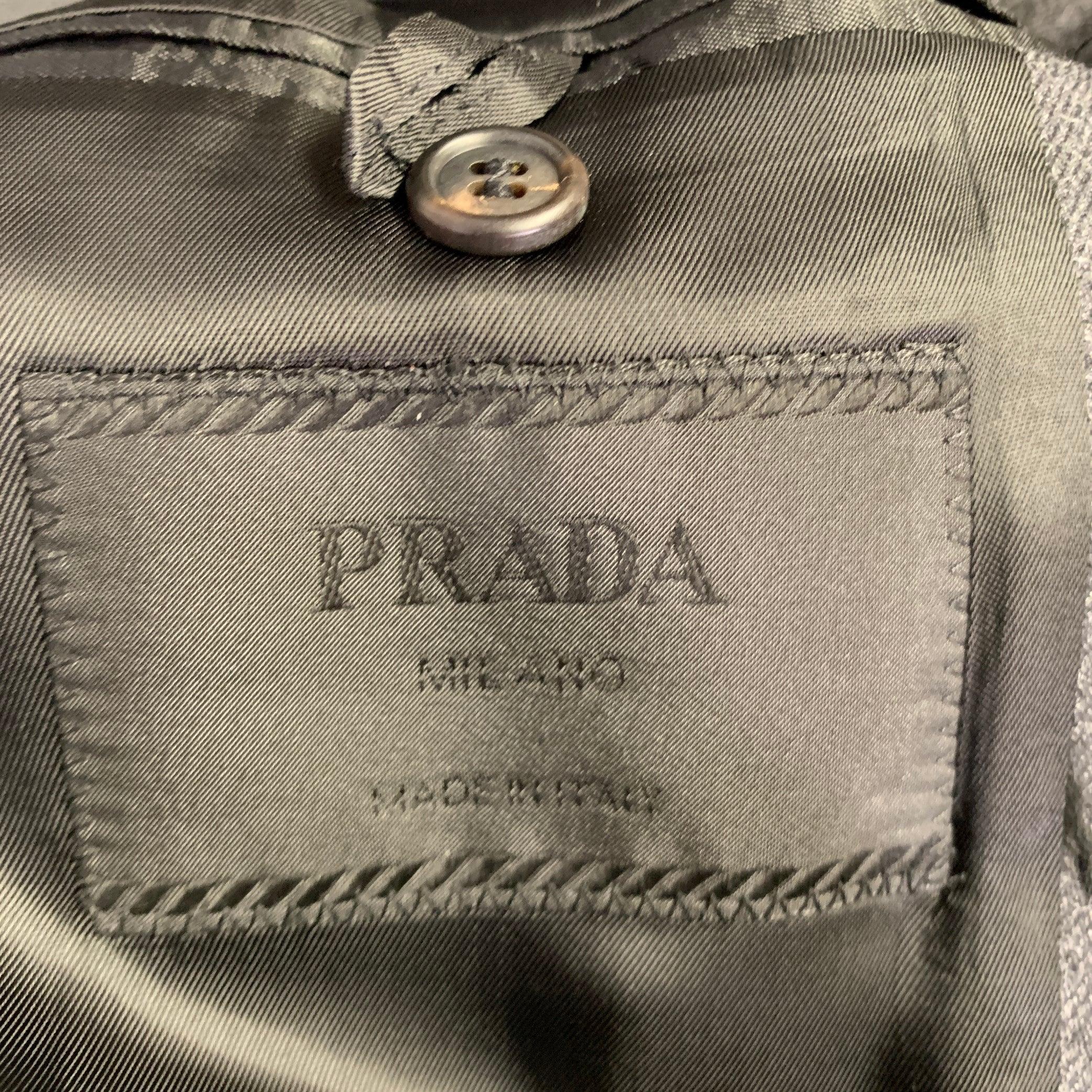 PRADA Size 46 Grey Wool Hidden Buttons Coat For Sale 2