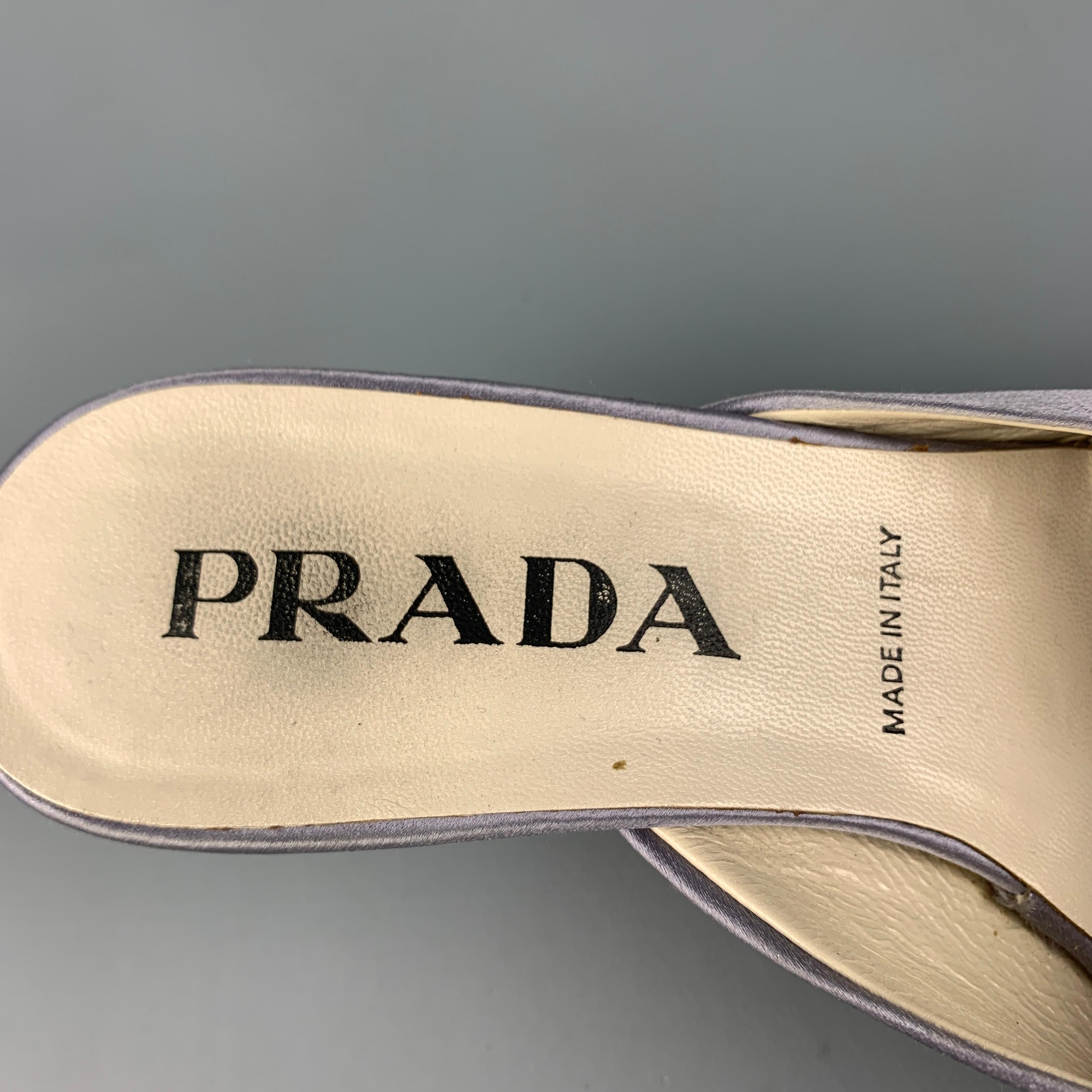 Women's PRADA Size 5.5 Lavender Silk Mules Bow Sandals
