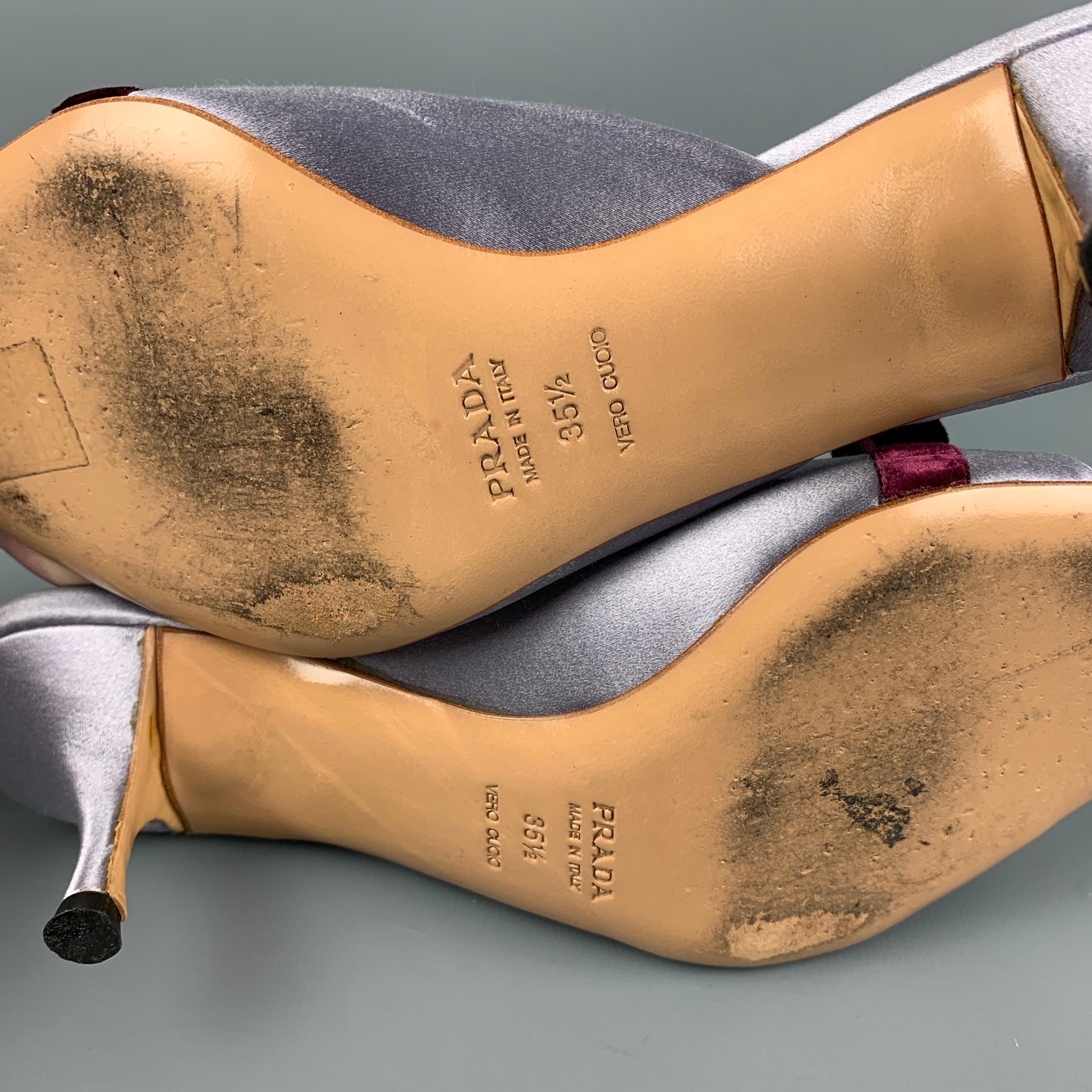 PRADA Size 5.5 Lavender Silk Mules Bow Sandals 1