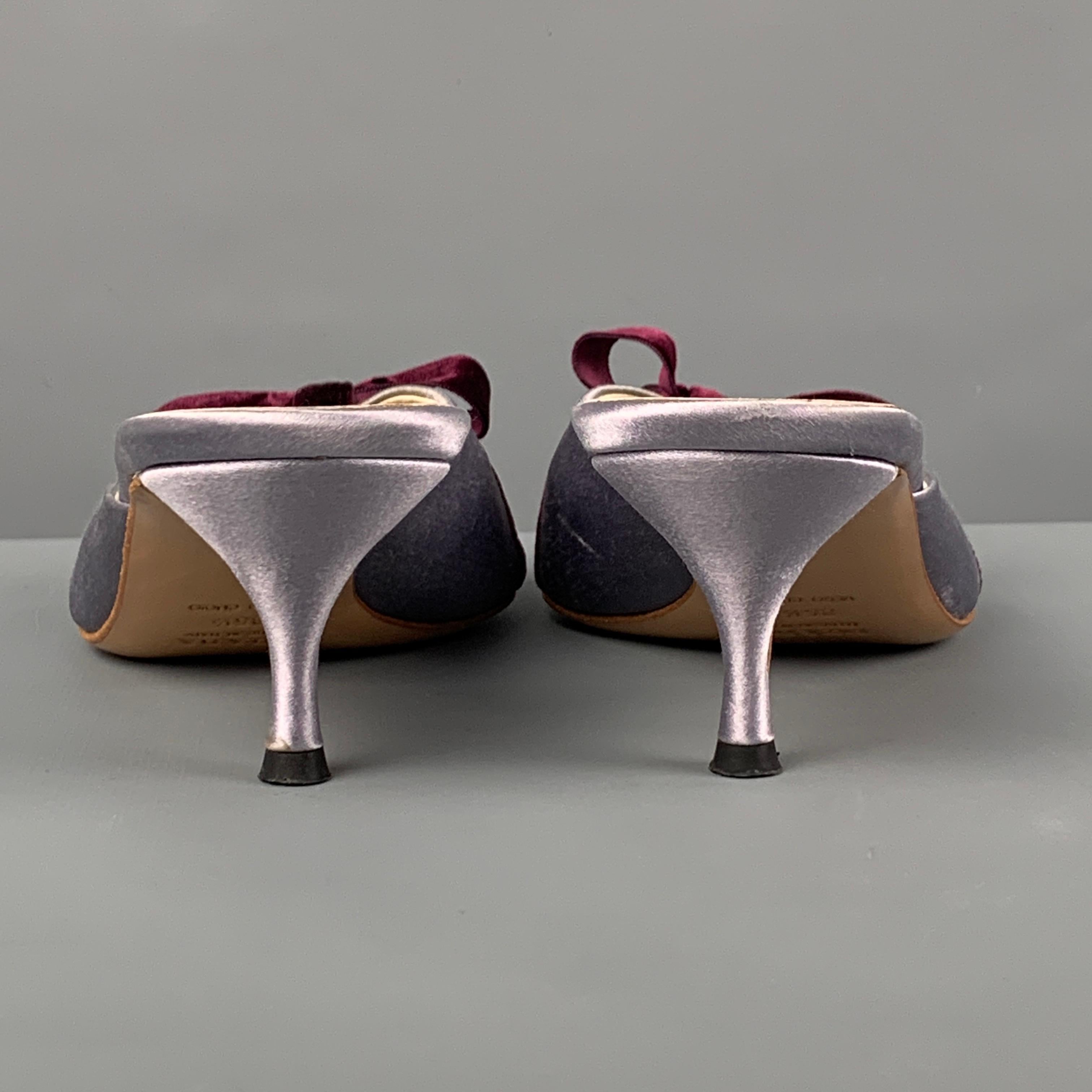 PRADA Size 5.5 Lavender Silk Mules Bow Sandals 2