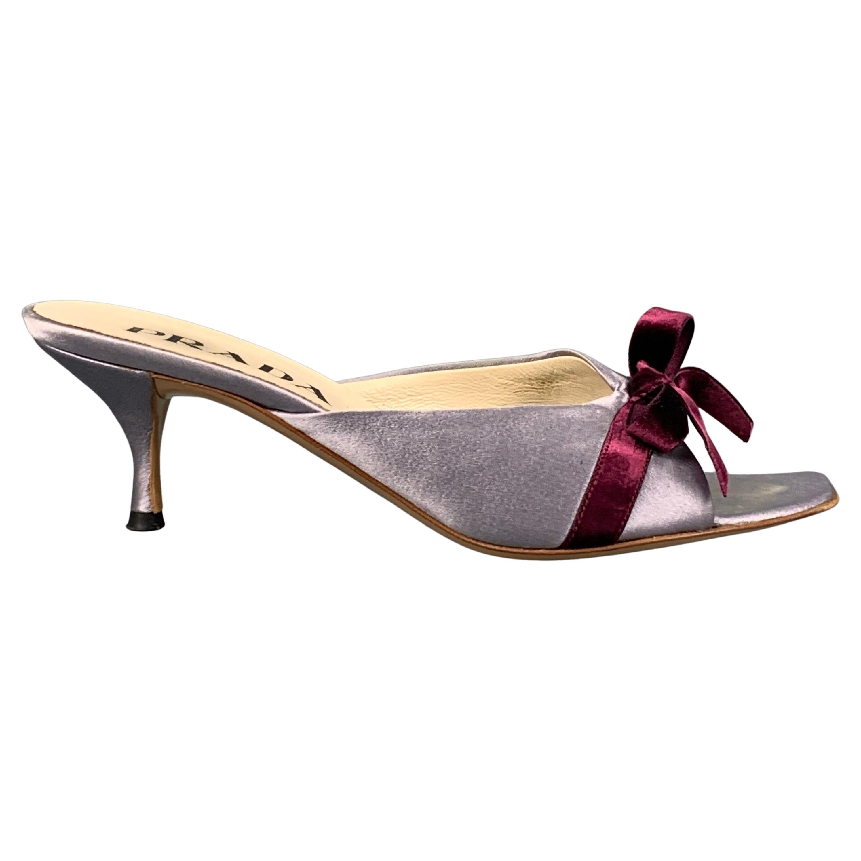 PRADA Size 5.5 Lavender Silk Mules Bow Sandals For Sale at 1stDibs |  lavender kitten heels