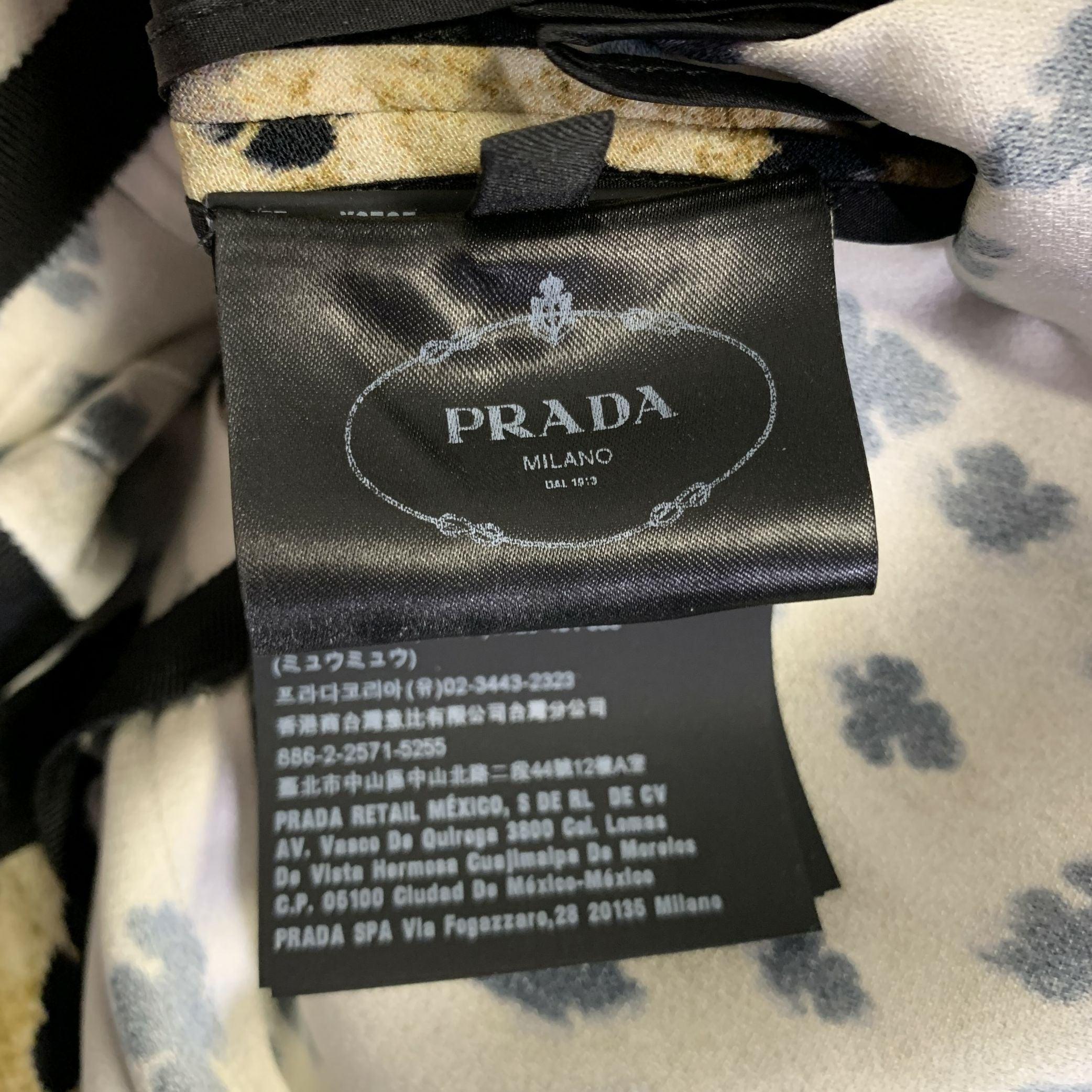 PRADA Size 6 Beige Black Viscose Abstract Drape-shoulder Long Dress For Sale 2