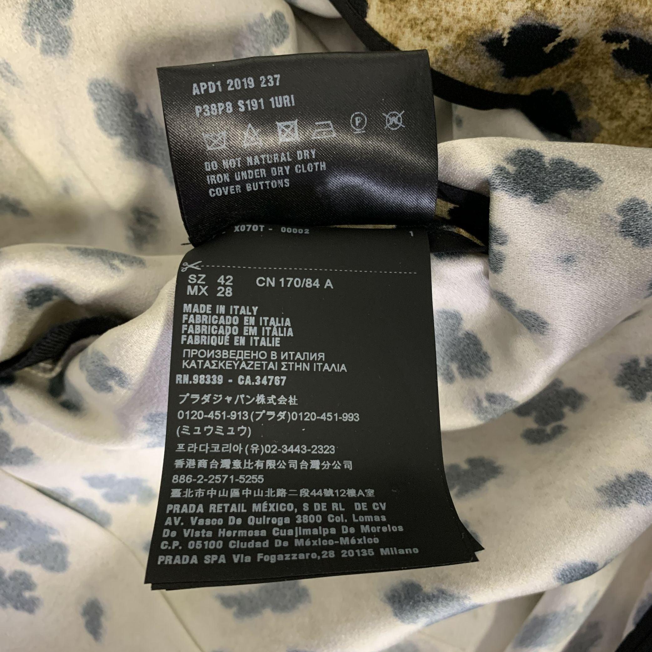 PRADA Größe 6 Beige Schwarz Viskose Abstrakte Drapierung-Schulter Langes Kleid im Angebot 3