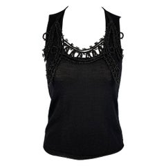PRADA Size 6 Black Beaded Sleeveless Dress Top