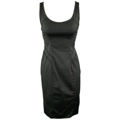 PRADA Size 6 Black Cotton Blend Taffeta Sport Tank Sheath Dress
