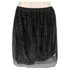 PRADA Size 6 Black Nylon Crystal Tulle Mini Skirt