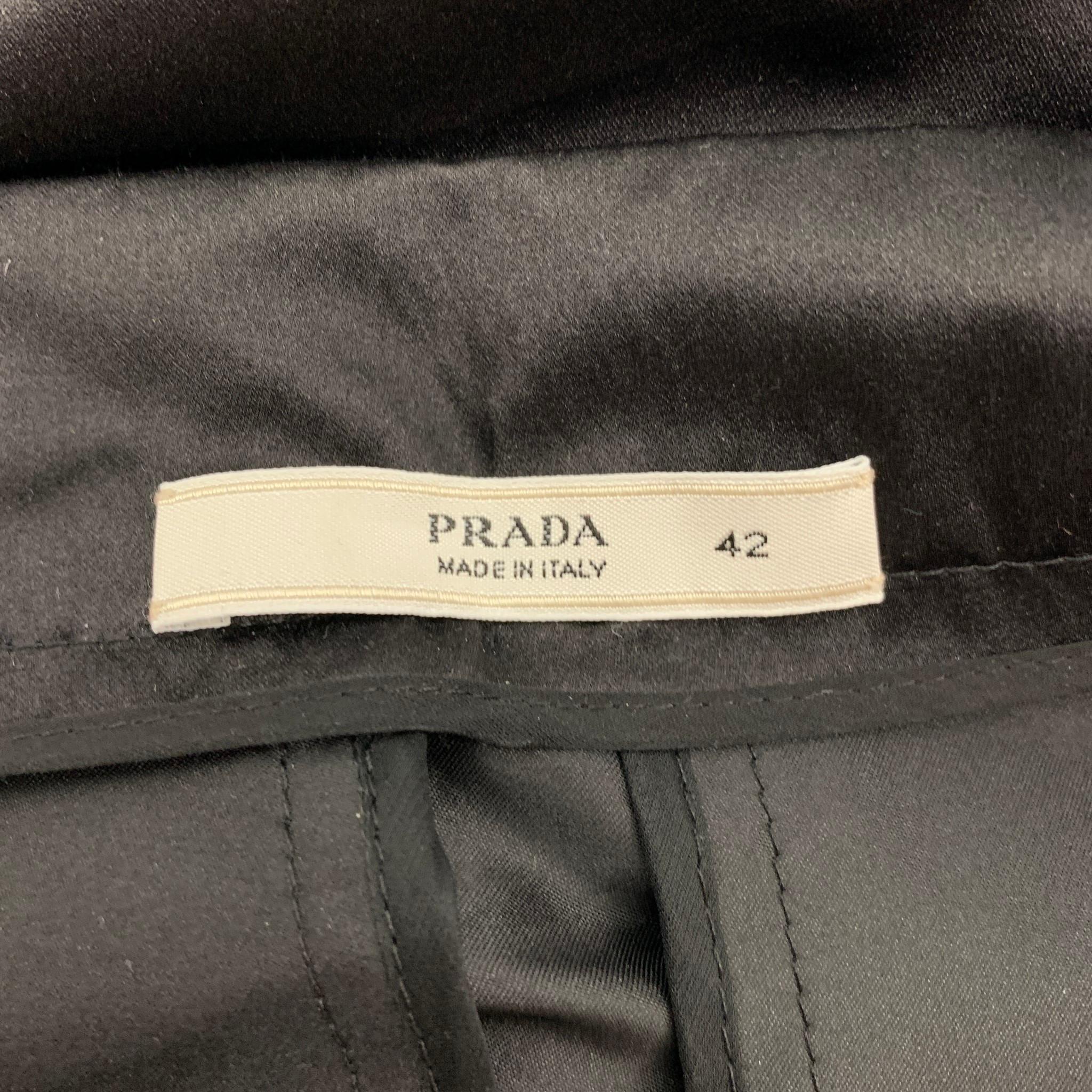 PRADA Size 6 Black Silk A-Line Skirt 1