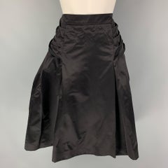 PRADA Size 6 Black Silk A-Line Skirt