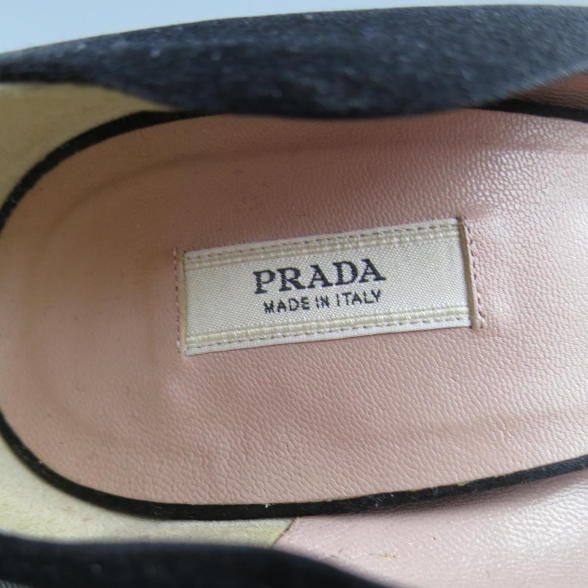 PRADA Größe 6 Schwarz Seide Lila Kristall Peep Toe Curved Stud Heel Pumps 4