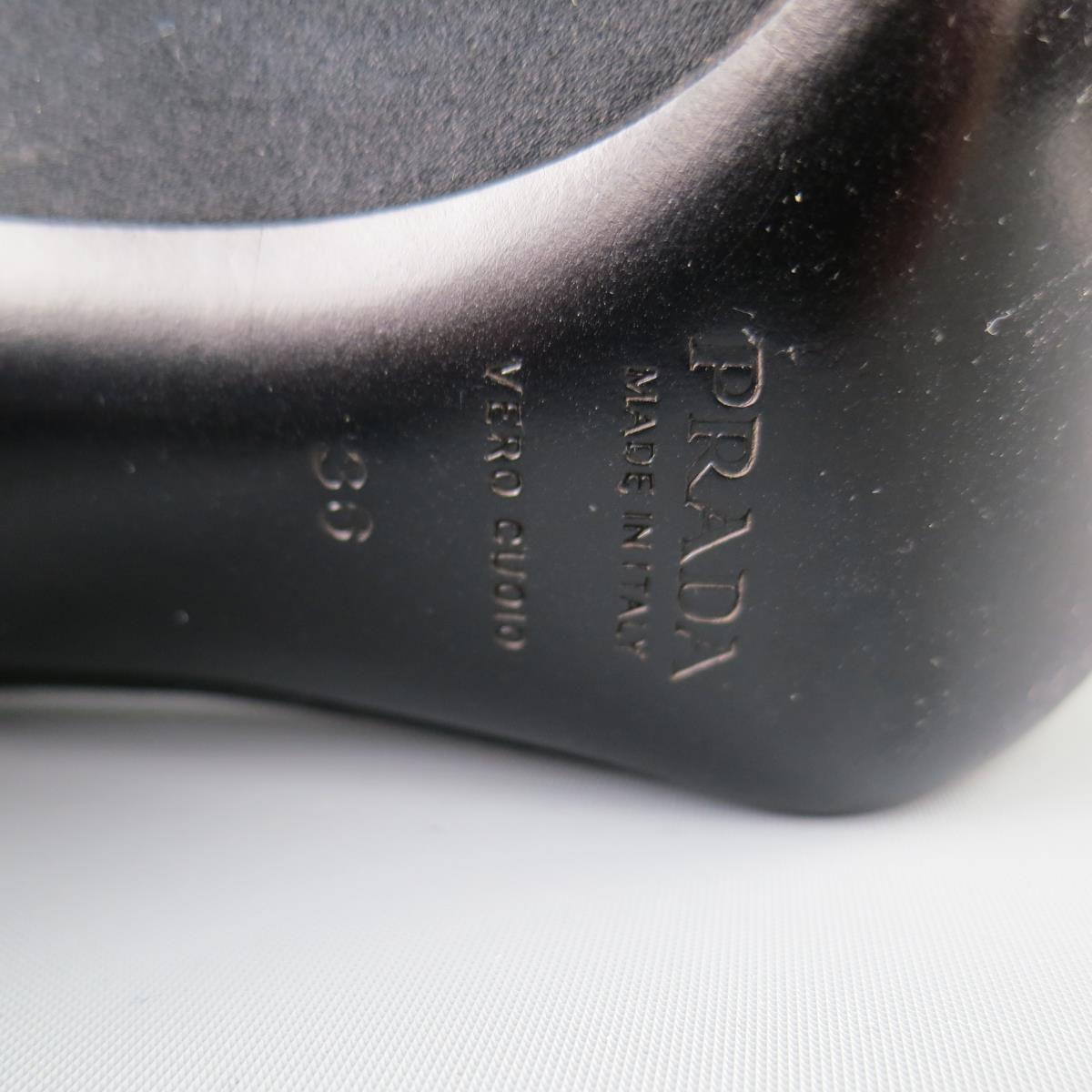 PRADA Größe 6 Schwarz Seide Lila Kristall Peep Toe Curved Stud Heel Pumps 5