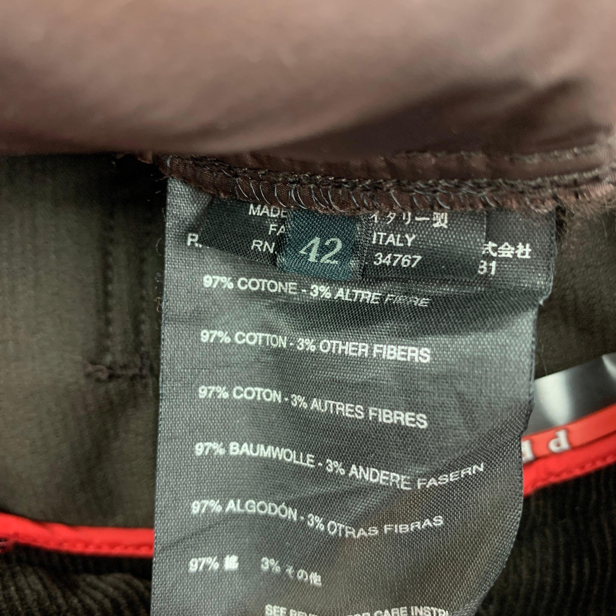 PRADA Size 6 Brown Corduroy Flat Front Casual Pants In Good Condition For Sale In San Francisco, CA