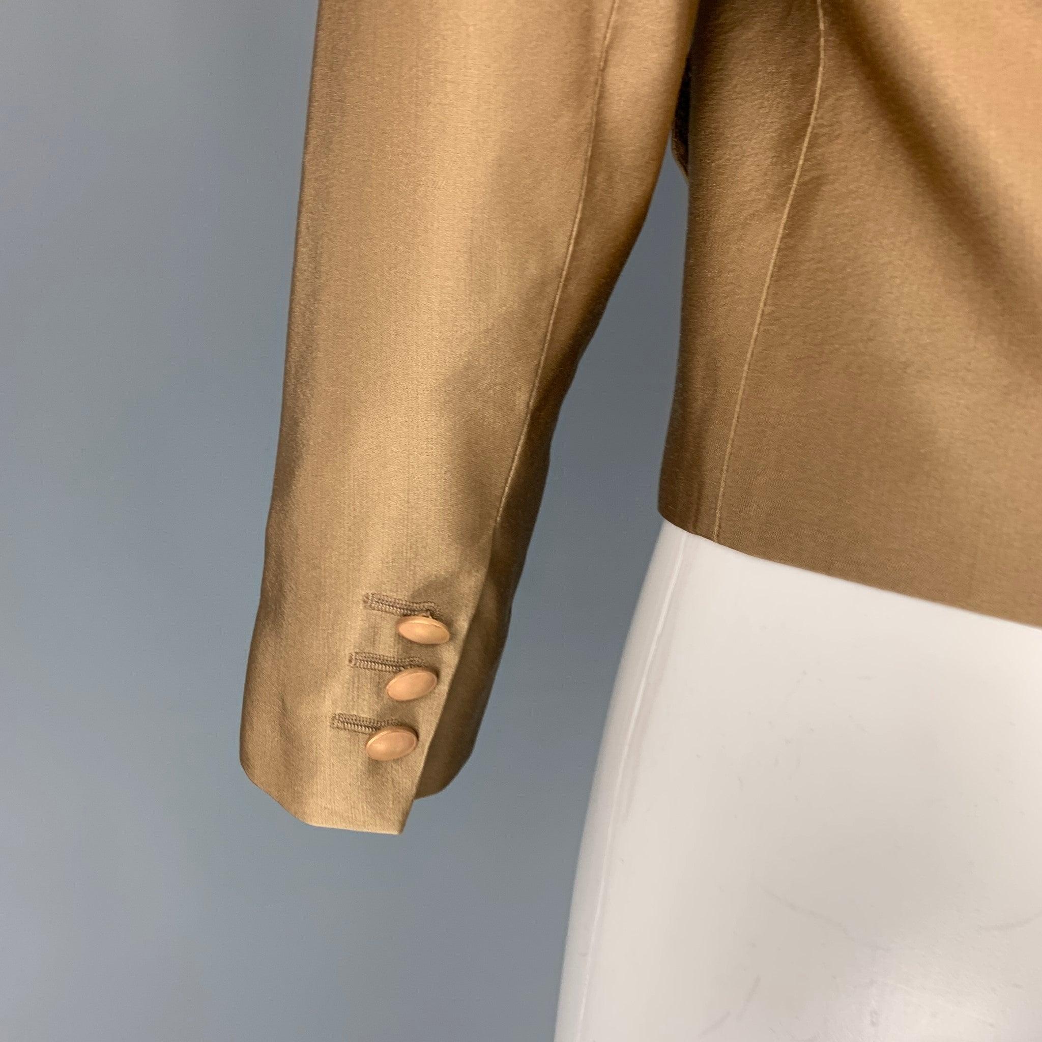 PRADA Taille 6 Copper Wool Silk Single Breasted Jacket Blazer Pour femmes en vente