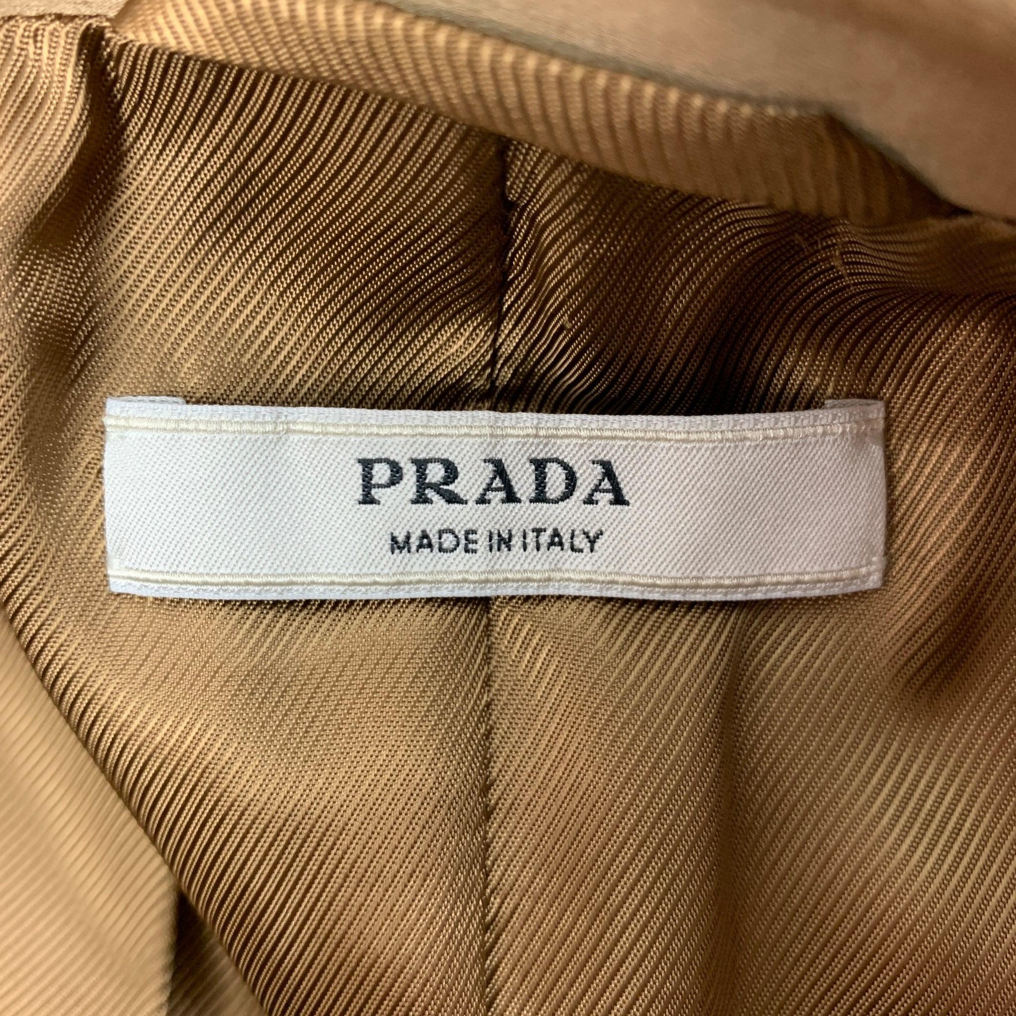PRADA Taille 6 Copper Wool Silk Single Breasted Jacket Blazer en vente 2