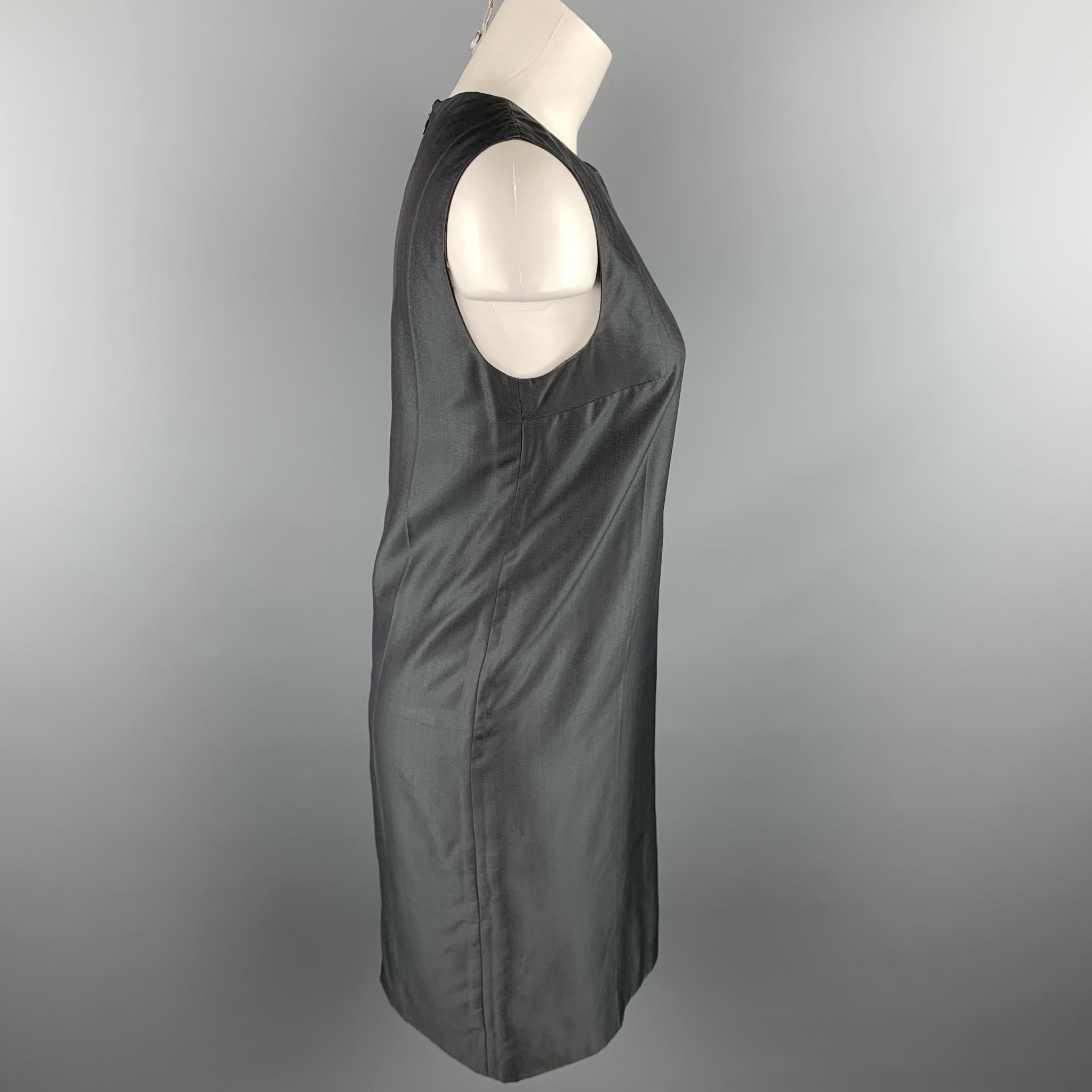 PRADA Size 6 Gray Silk Sleeveless Shift Dress In Good Condition In San Francisco, CA