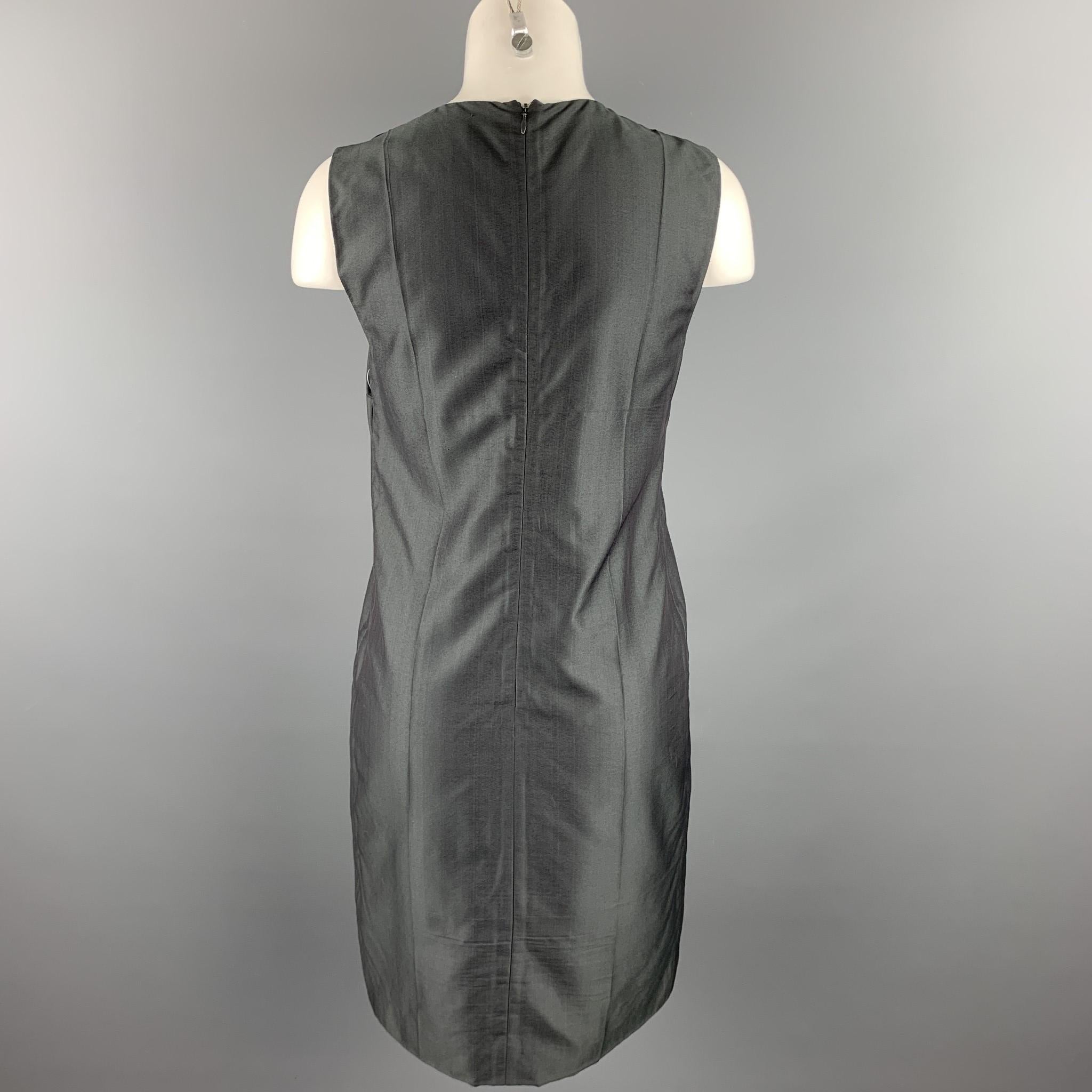 Women's PRADA Size 6 Gray Silk Sleeveless Shift Dress