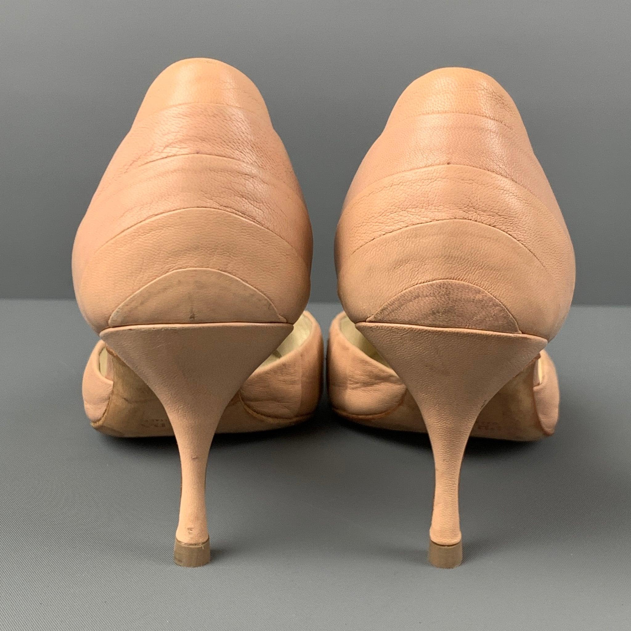 PRADA Size 6 Nude Leather D'Orsay Pumps 1