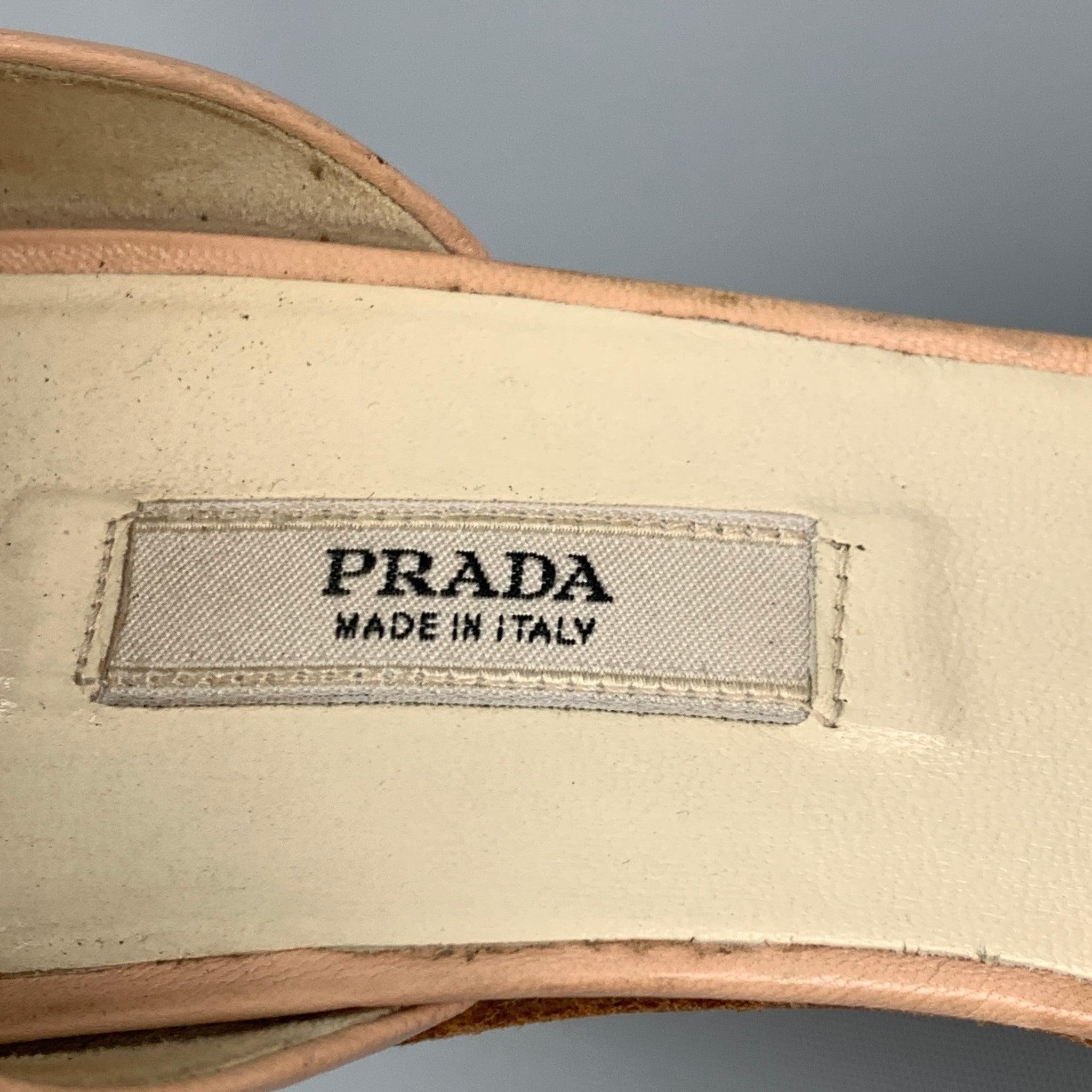 PRADA Size 6 Nude Leather D'Orsay Pumps 2