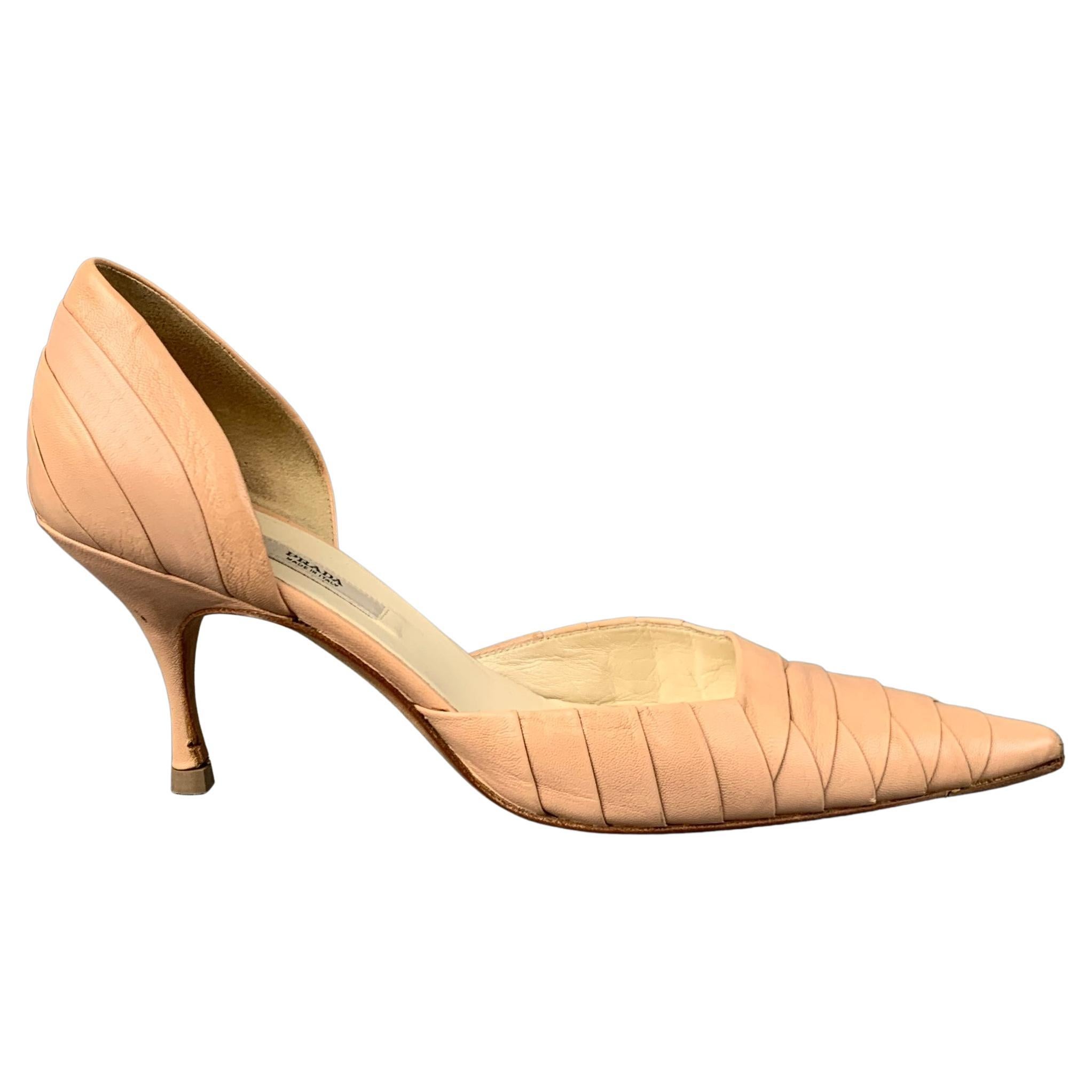 PRADA Size 6 Nude Leather D'Orsay Pumps