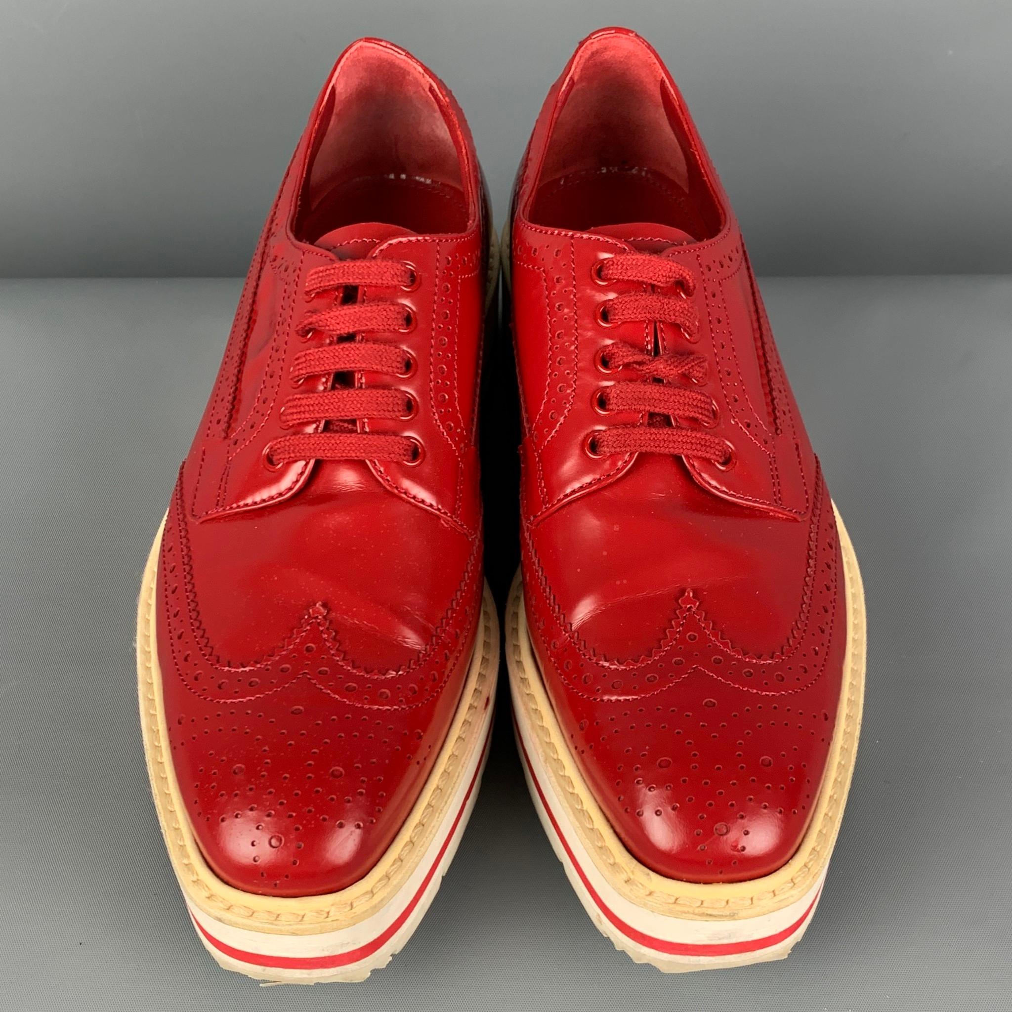 prada shoes red and white