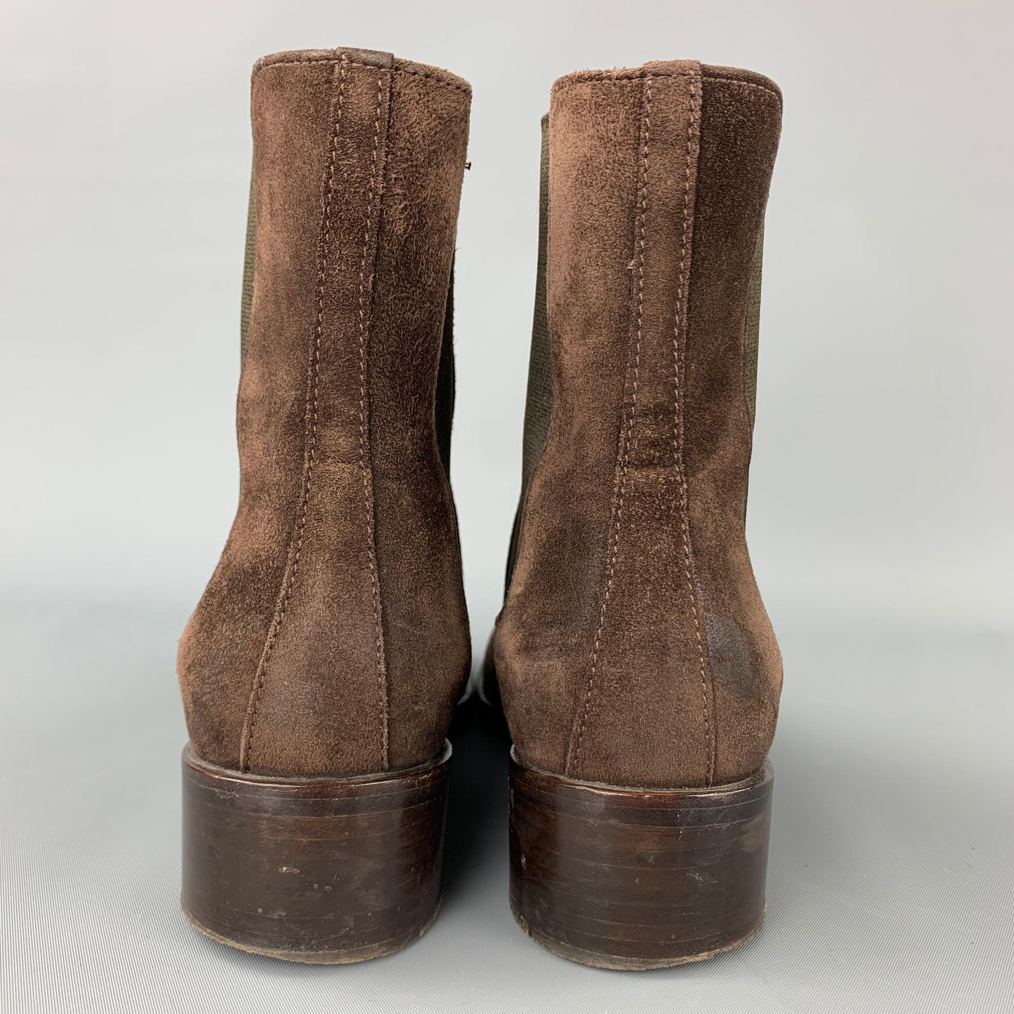 Women's PRADA Size 6.5 Brown Suede Chunky Heel Boots