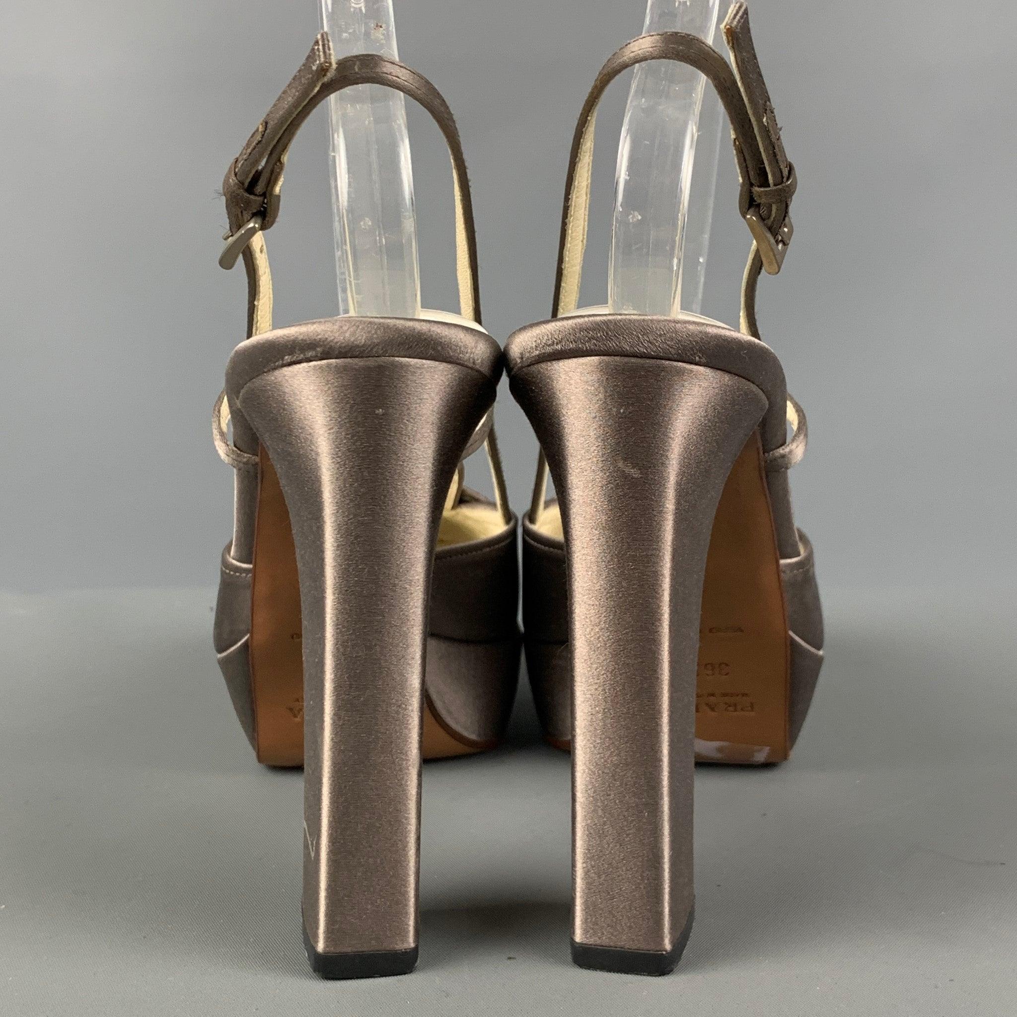 PRADA Size 6.5 Grey Slingback Pumps In Good Condition For Sale In San Francisco, CA