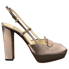 PRADA Size 6.5 Grey Slingback Pumps