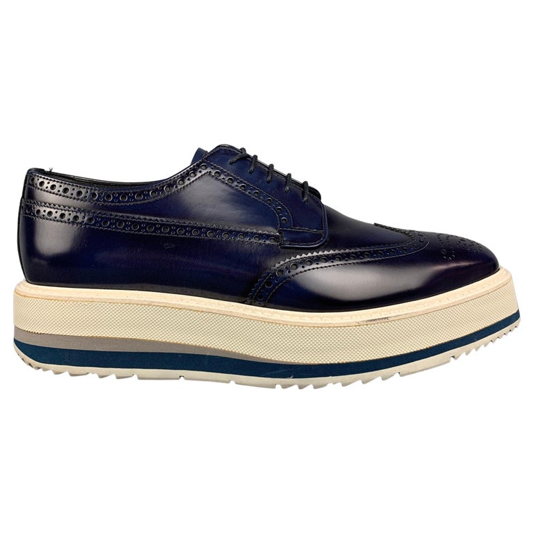 LOUIS VUITTON Size 10.5 Navy Blue Damier Leather Lace Up Shoes For Sale at  1stDibs