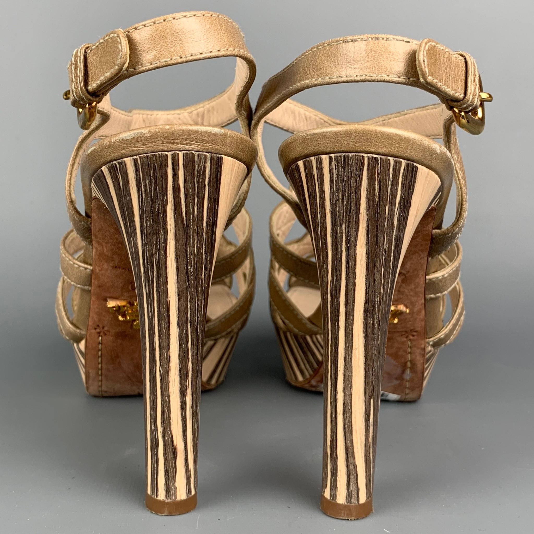 prada gold heels sandal