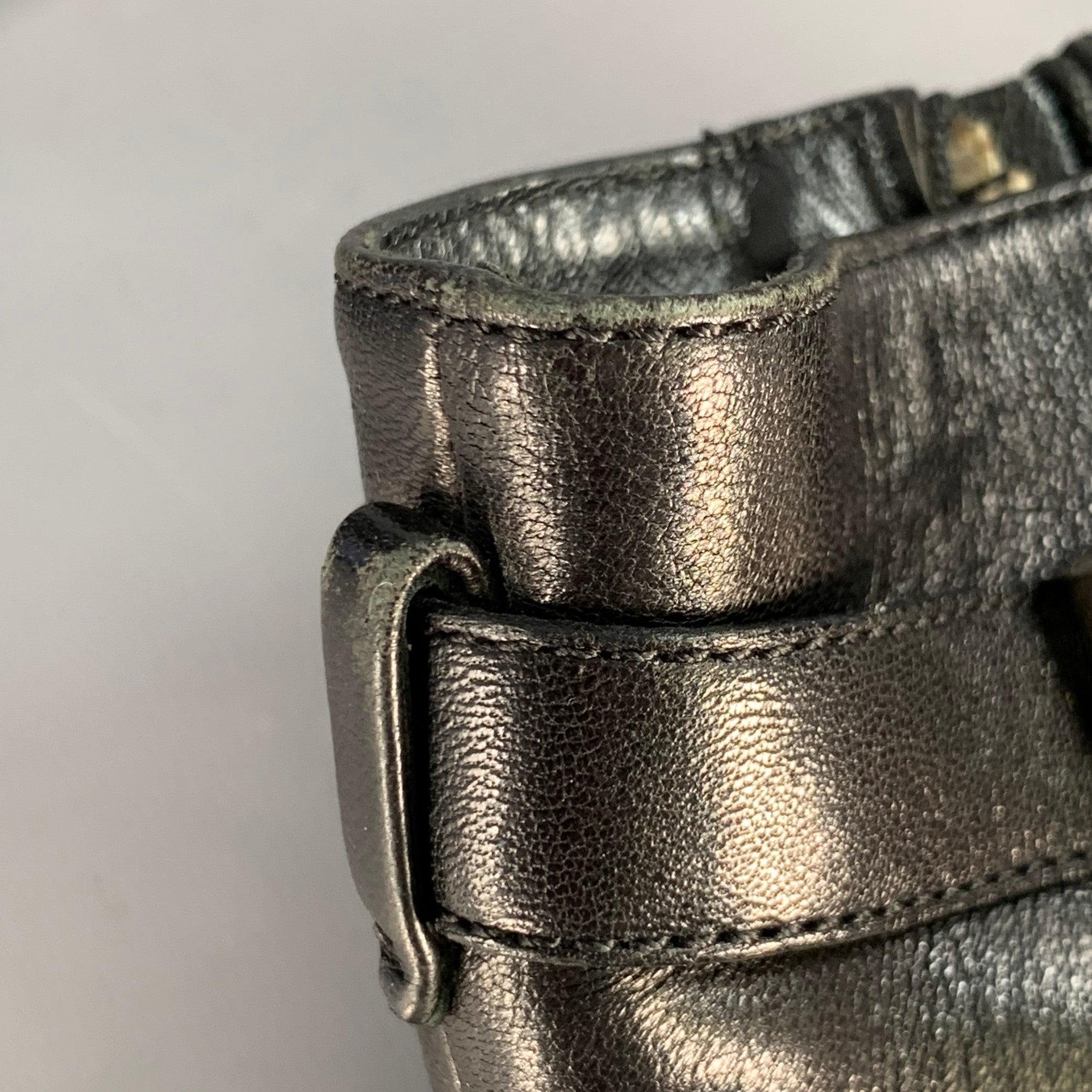 PRADA Size 7 Black Leather Kitten Heel Side Zipper Belted Ankle Boots For Sale 5