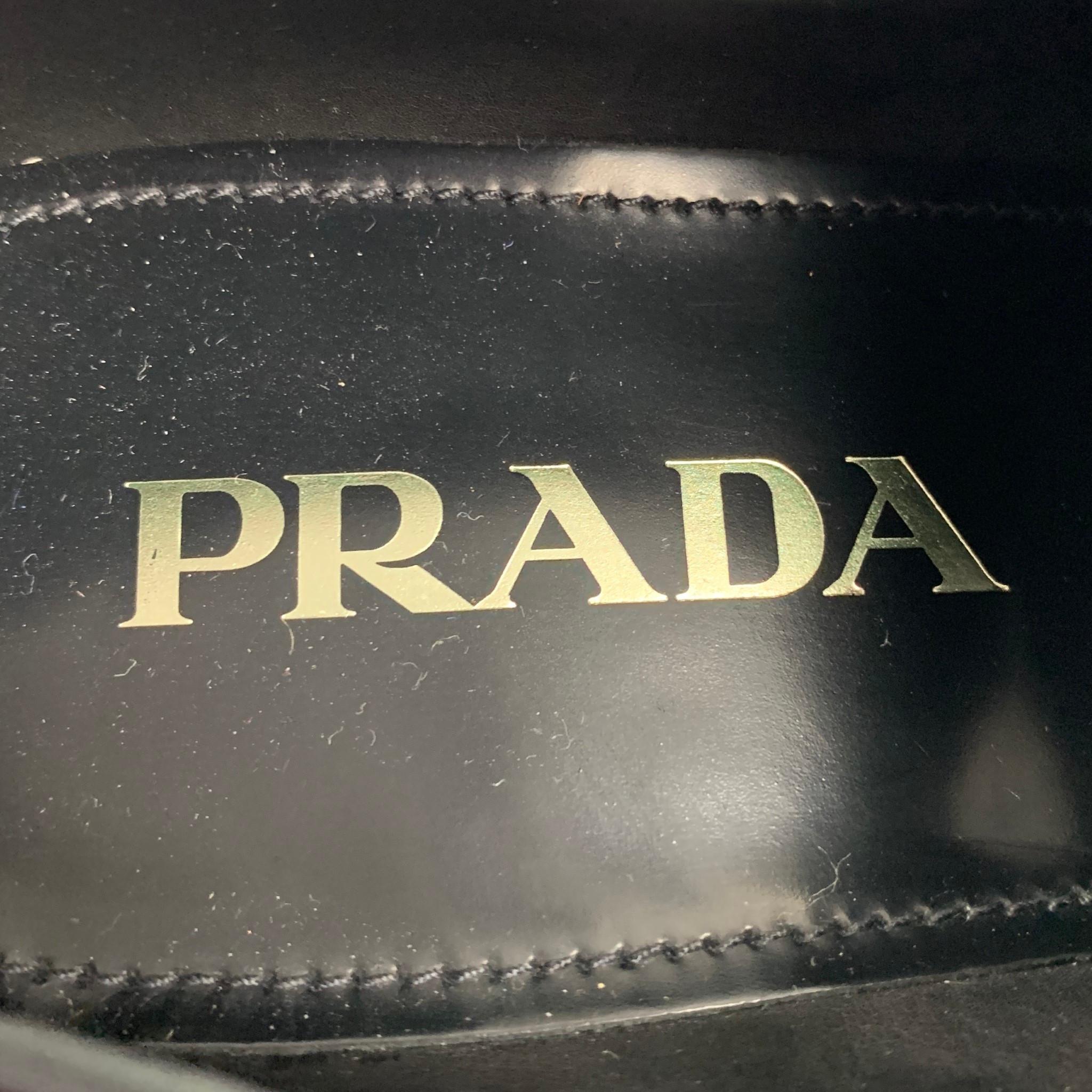 PRADA Size 7 Black Patent Leather Oxford Lace Up Shoes In New Condition In San Francisco, CA