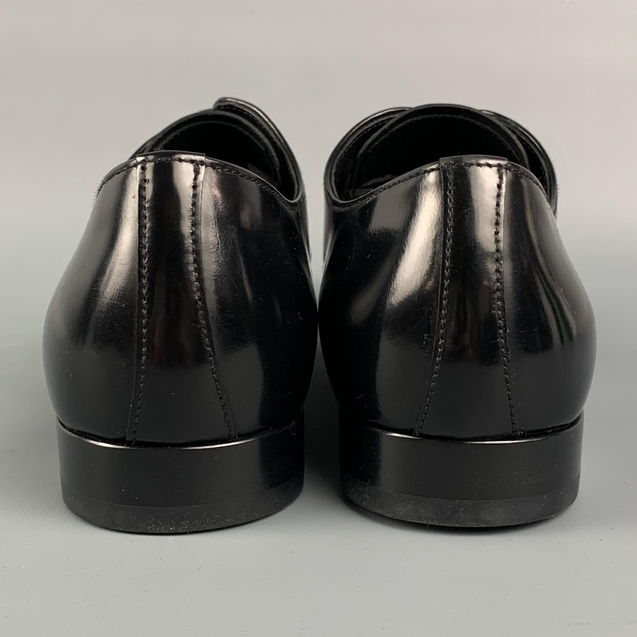 PRADA Size 7 Black Patent Leather Oxford Lace Up Shoes 1
