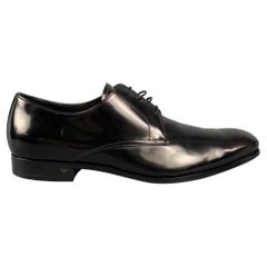 PRADA Size 7 Black Patent Leather Oxford Lace Up Shoes