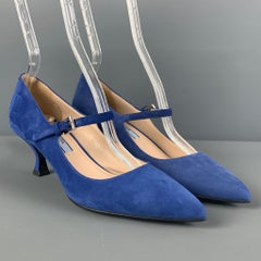 PRADA Size 7 Blue Suede Kitten Heel Pumps