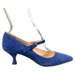 PRADA Size 7 Blue Suede Kitten Heel Pumps