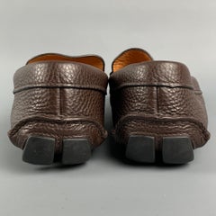 PRADA Size 7 Brown Textured Leather Drivers Loafers