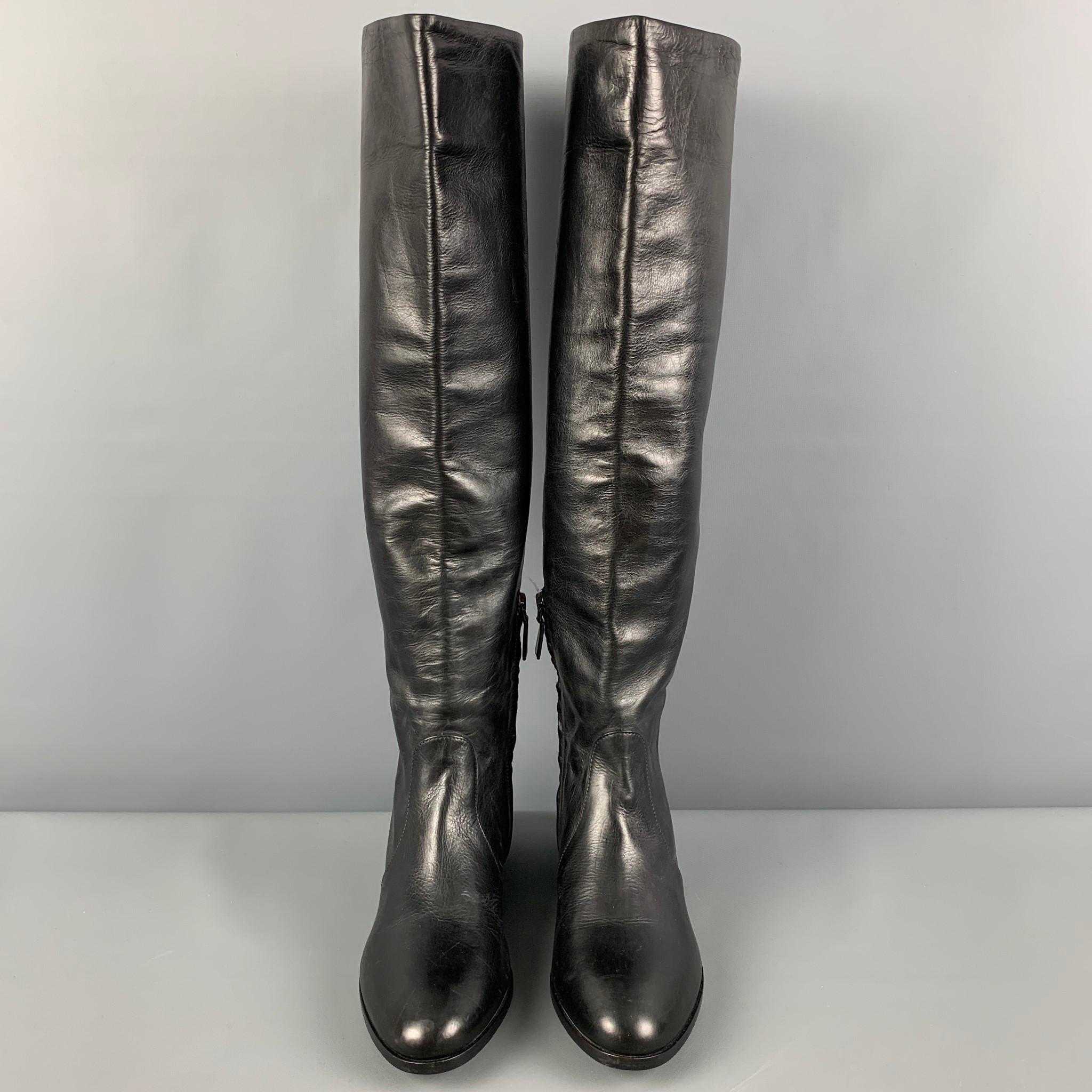 PRADA Size 7.5 Black Flat Boots In Good Condition In San Francisco, CA