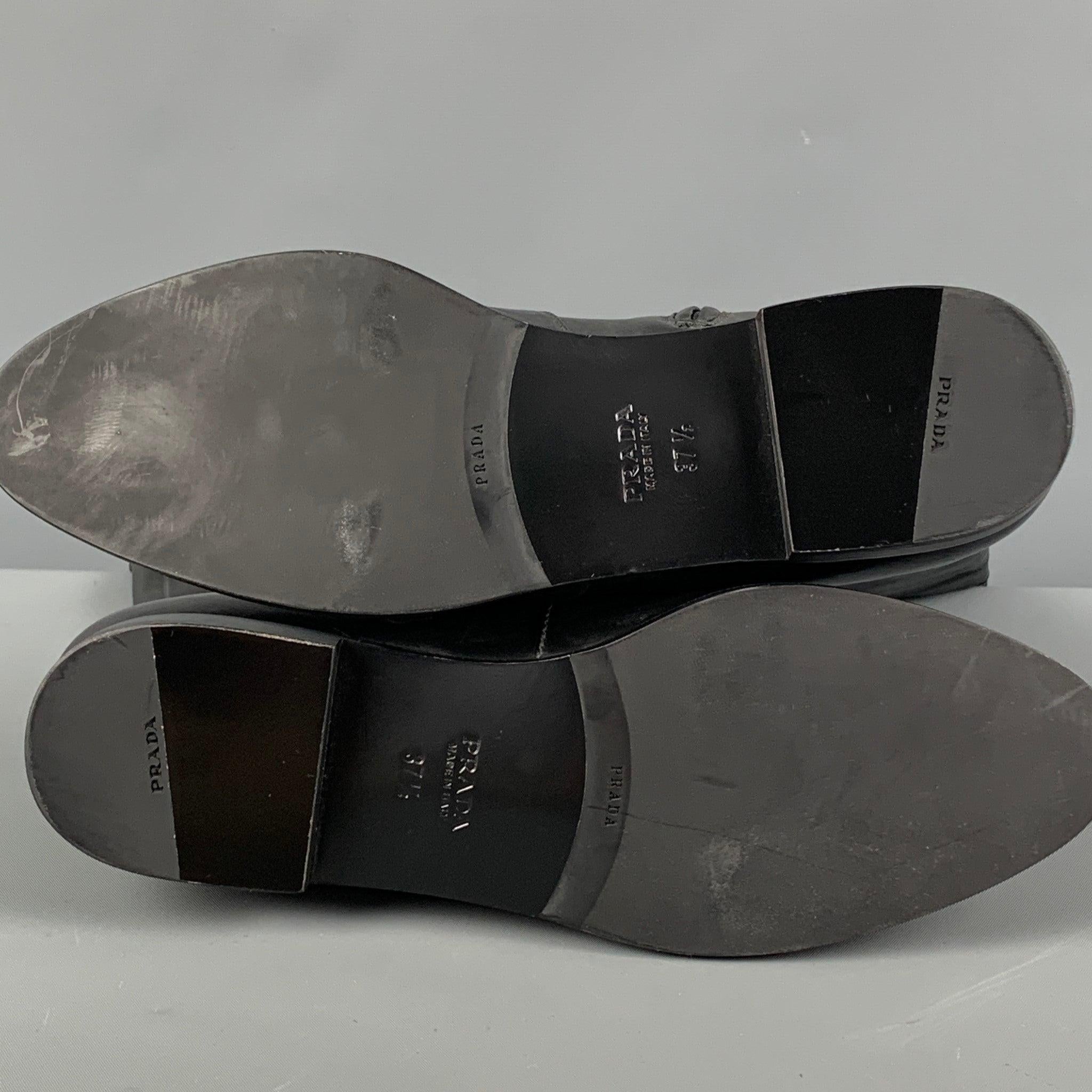 PRADA Size 7.5 Black Flat Boots For Sale 2