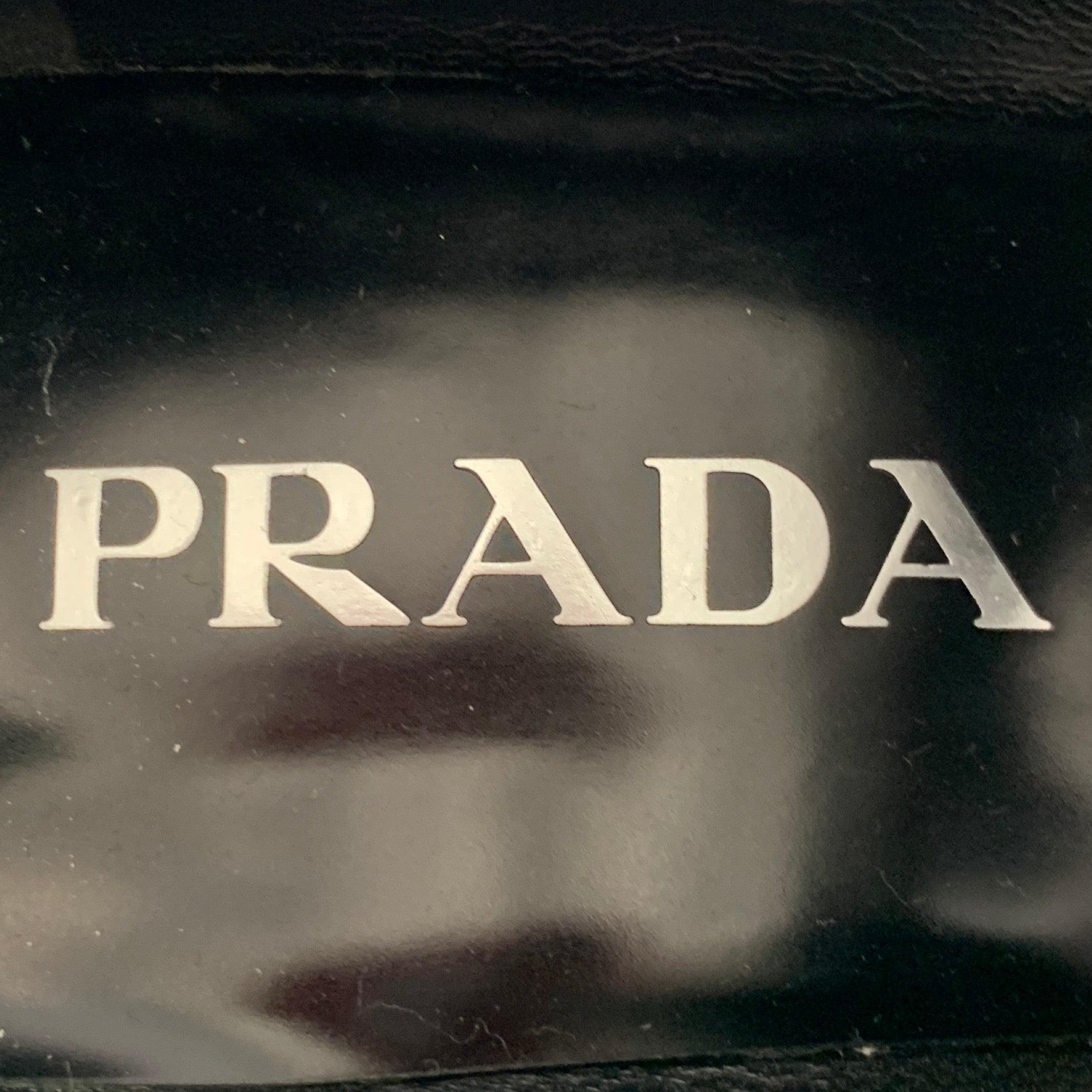 PRADA Size 7.5 Black Leather Penny Loafer Pumps 3
